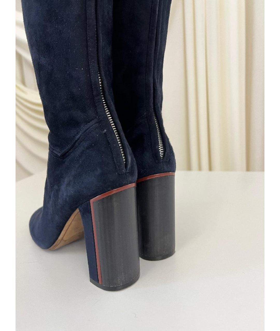 LORO PIANA Синие замшевые сапоги, фото 4