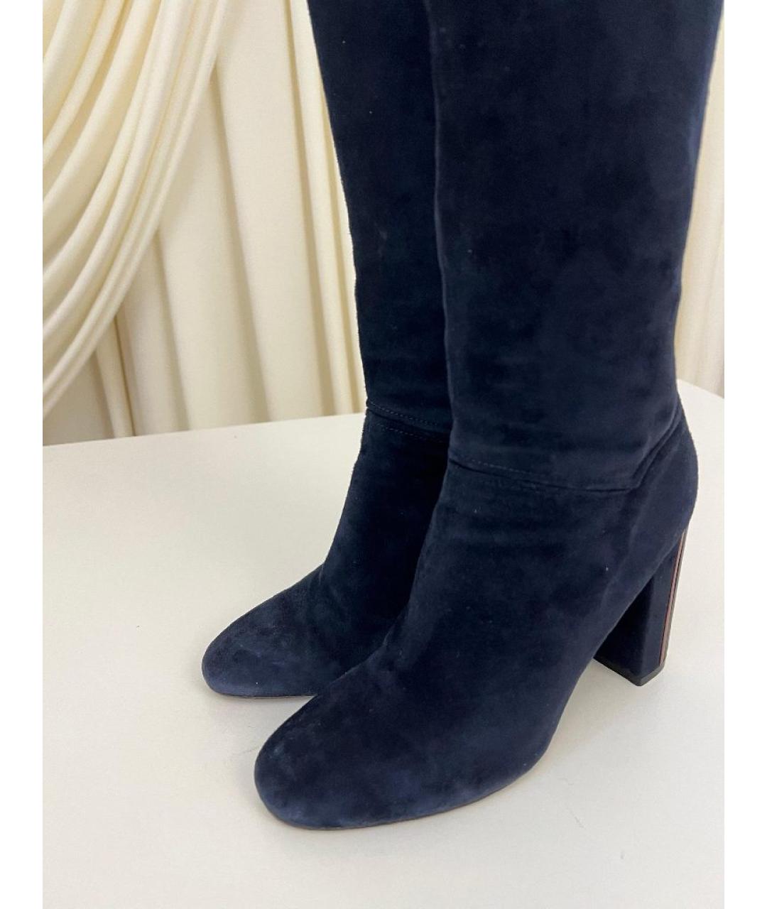 LORO PIANA Синие замшевые сапоги, фото 3