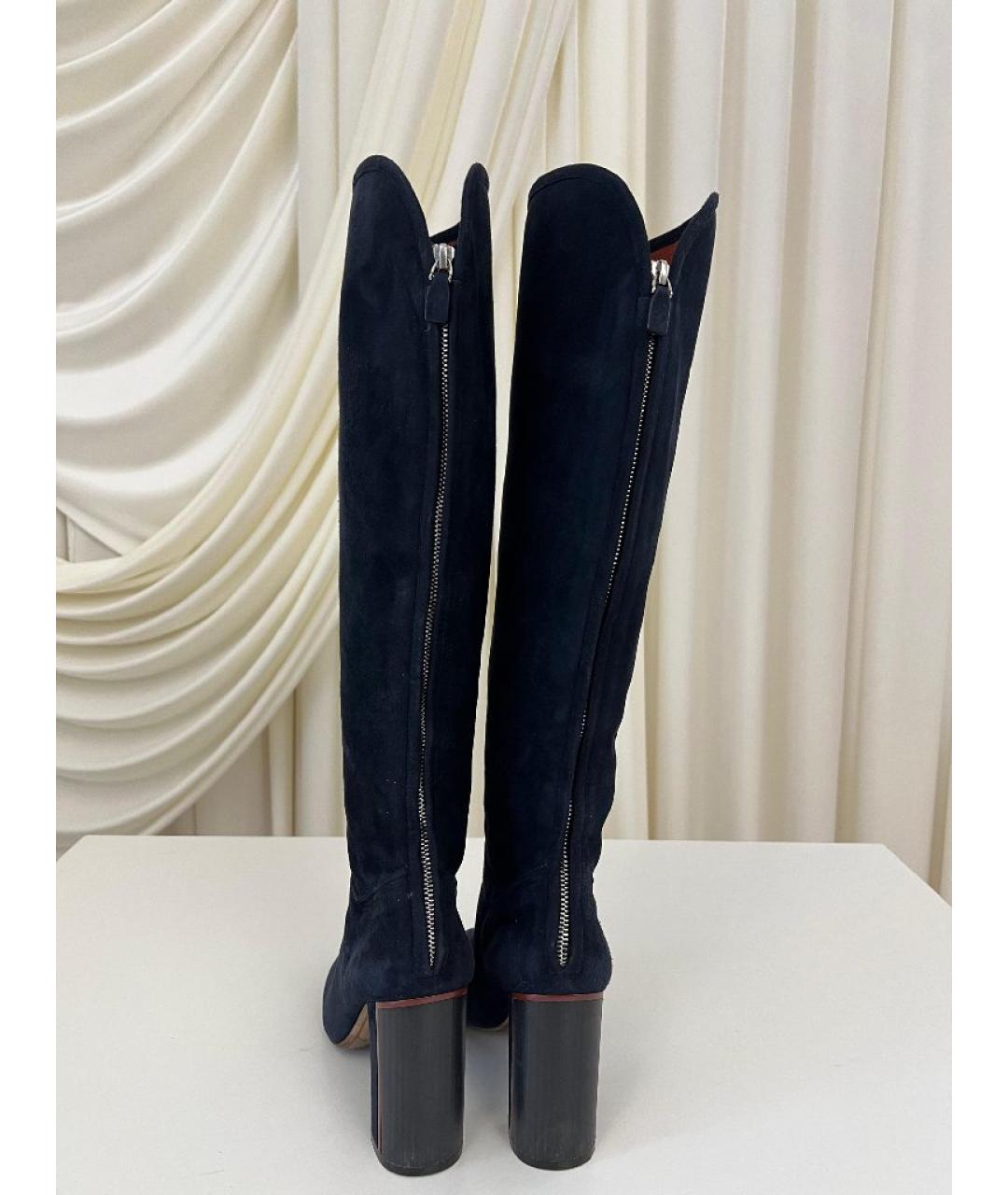 LORO PIANA Синие замшевые сапоги, фото 5