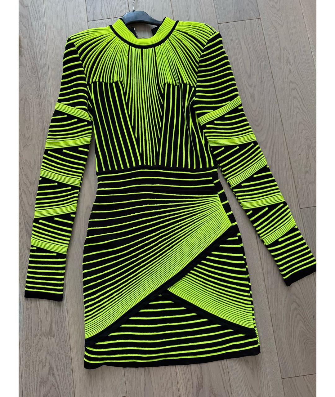 BALMAIN Зеленые вискозное коктейльное платье, фото 4