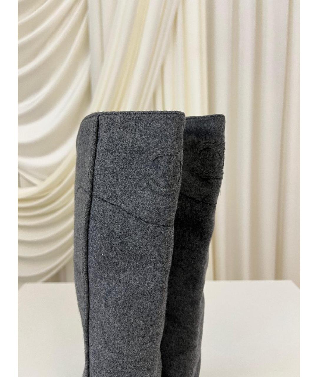 CHANEL Серые сапоги, фото 6