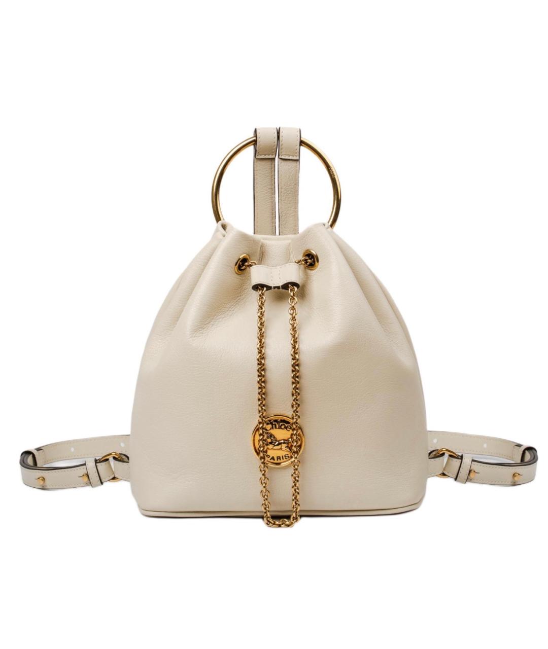 CHLOE Бежевый кожаный рюкзак, фото 6