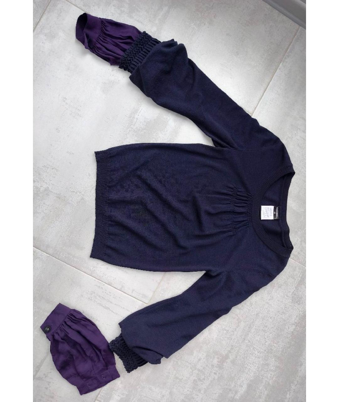 CHANEL Темно-синий шерстяной джемпер / свитер, фото 8