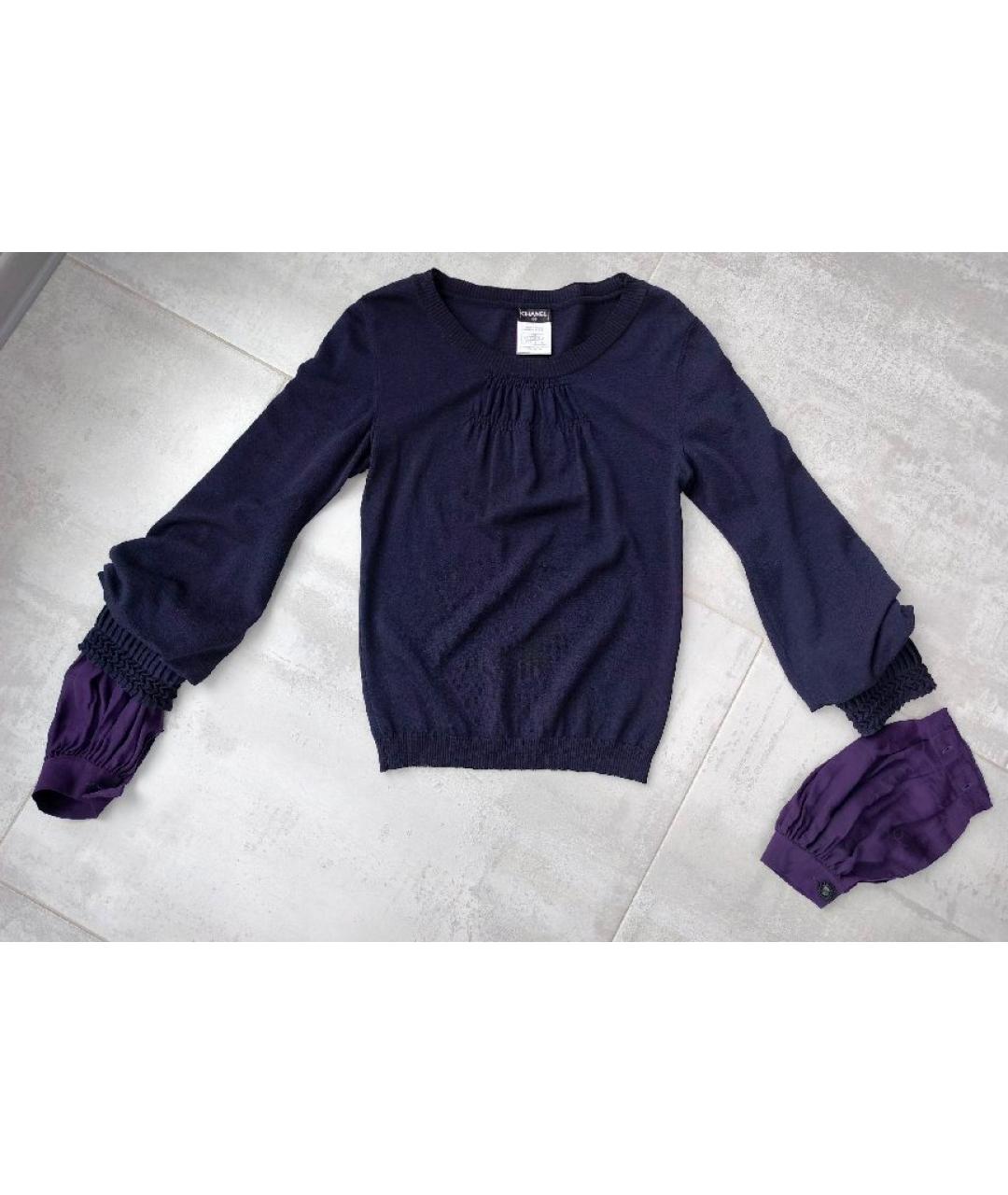 CHANEL Темно-синий шерстяной джемпер / свитер, фото 10