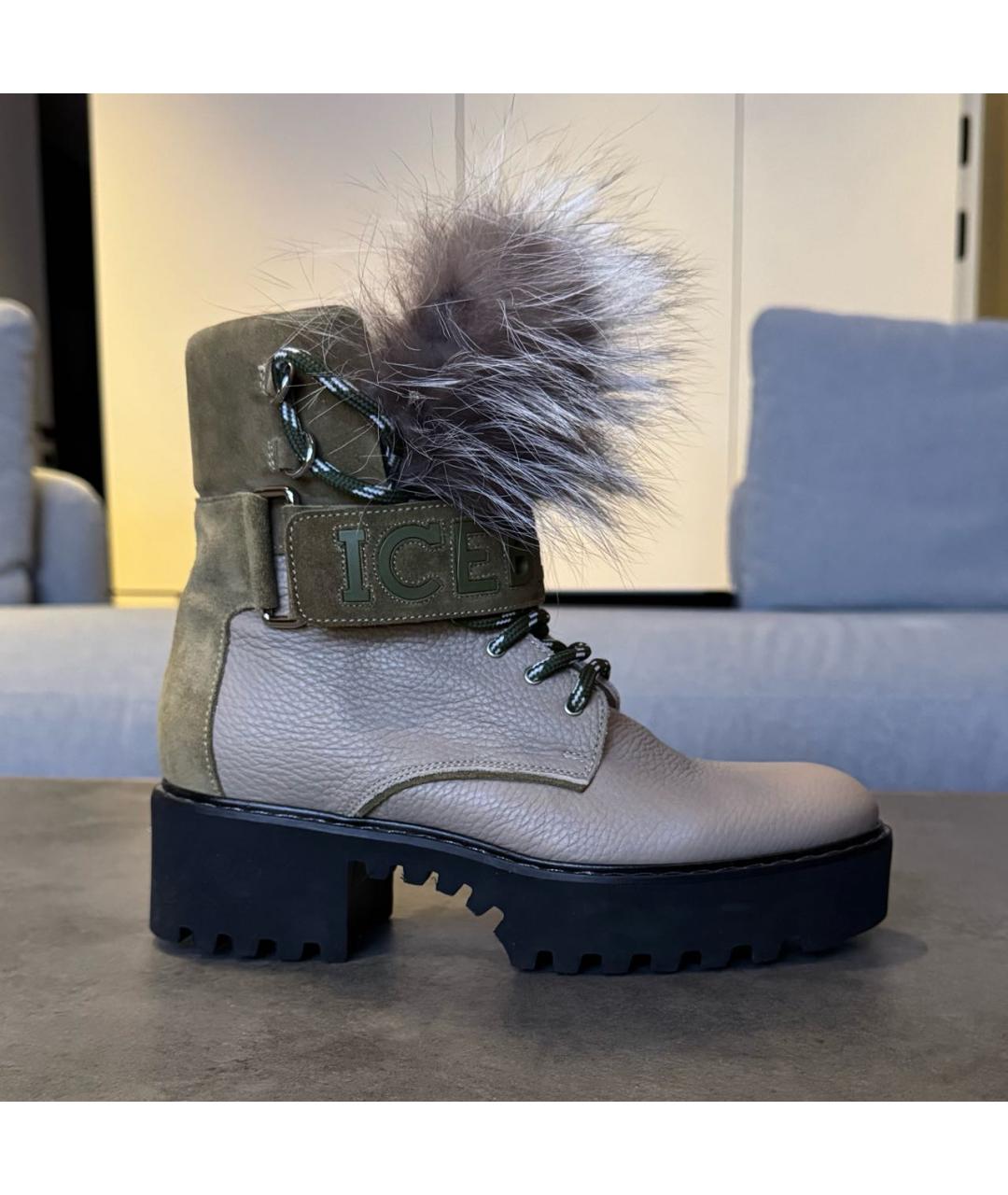 ICEBERG Хаки кожаные ботинки, фото 7