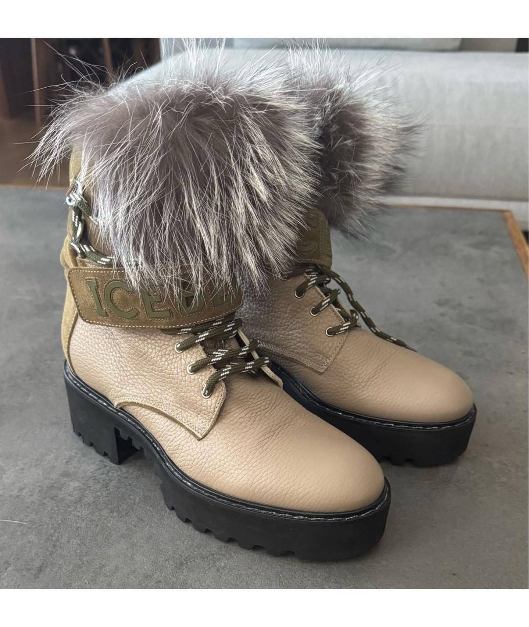 ICEBERG Хаки кожаные ботинки, фото 2