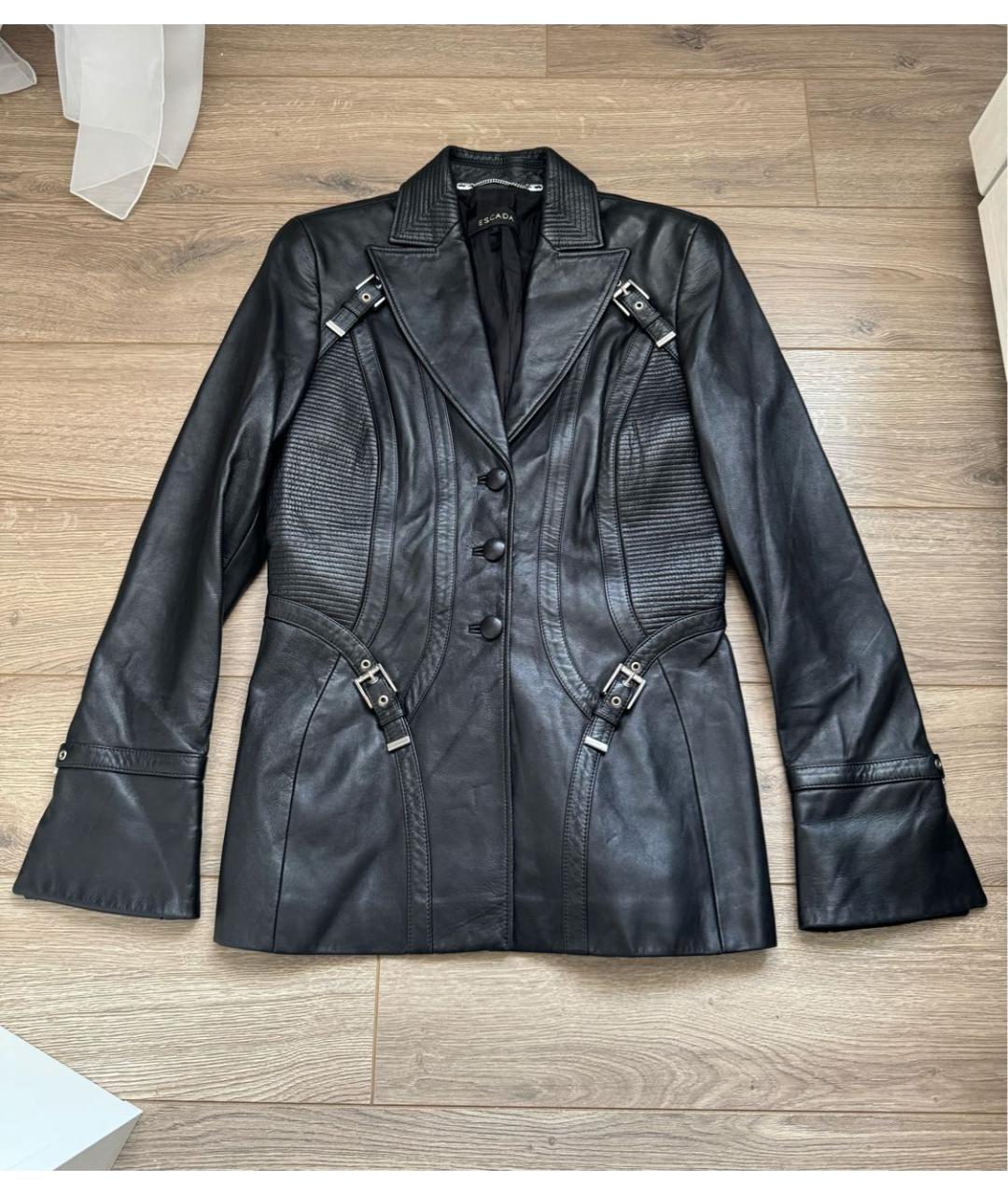 ESCADA Черный кожаный жакет/пиджак, фото 7