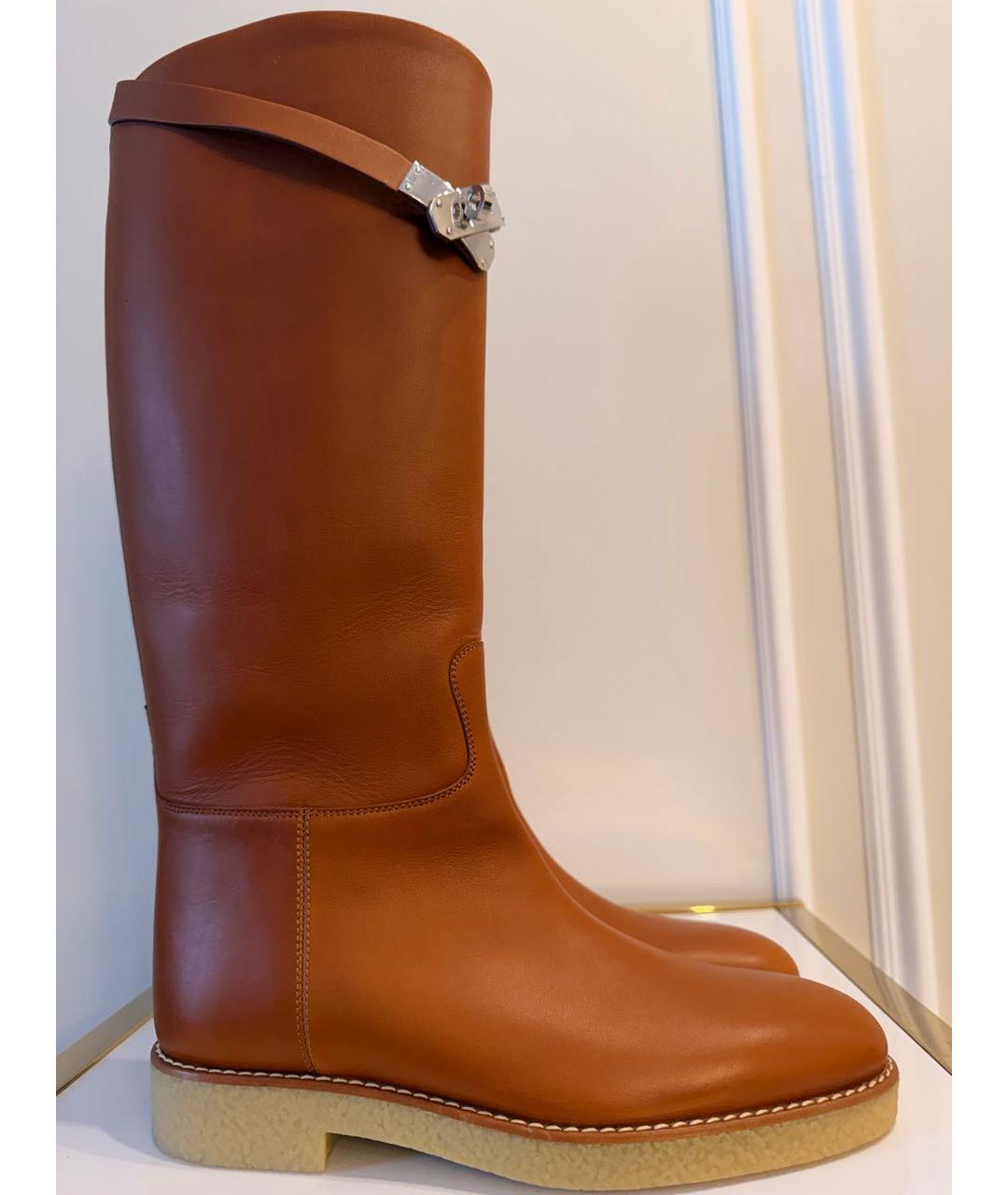 HERMES Коричневые кожаные сапоги, фото 6