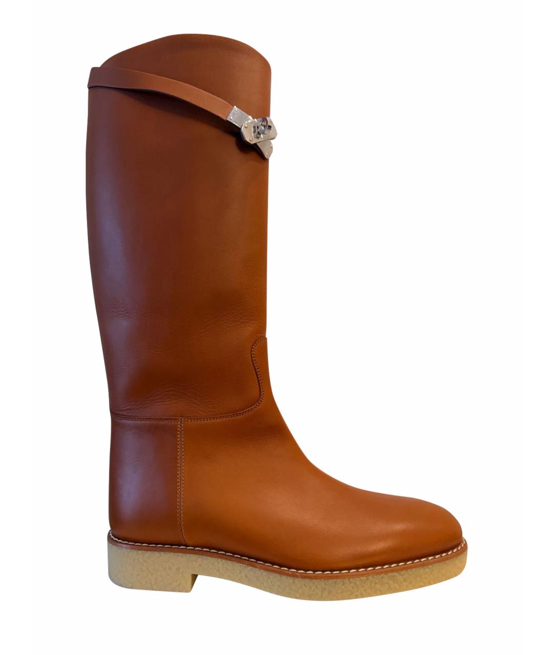 HERMES Коричневые кожаные сапоги, фото 1