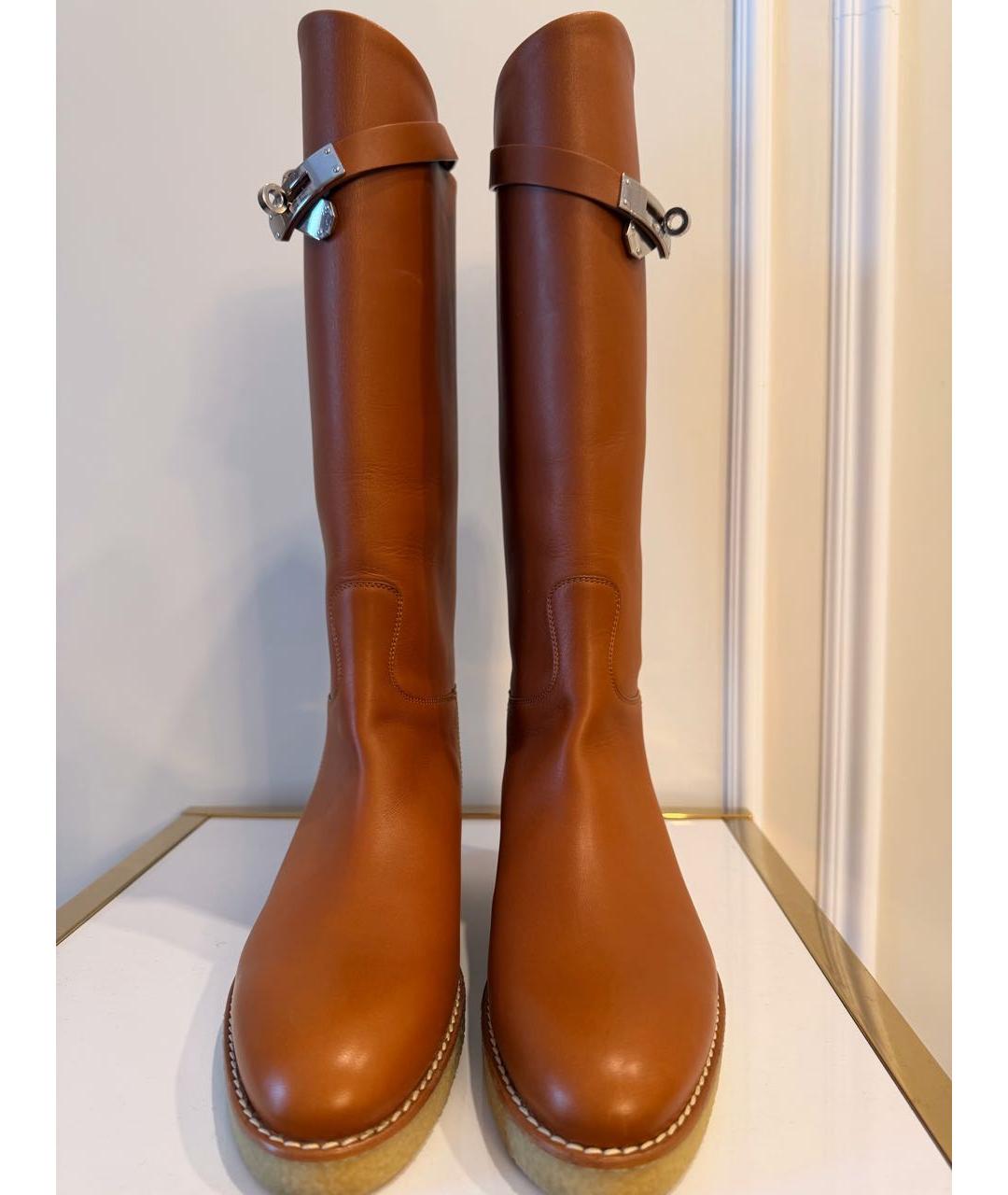HERMES Коричневые кожаные сапоги, фото 2