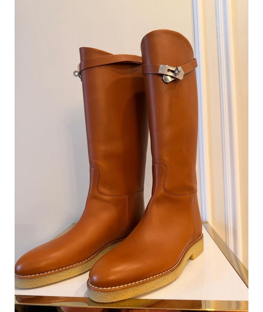 HERMES Коричневые кожаные сапоги, фото 3