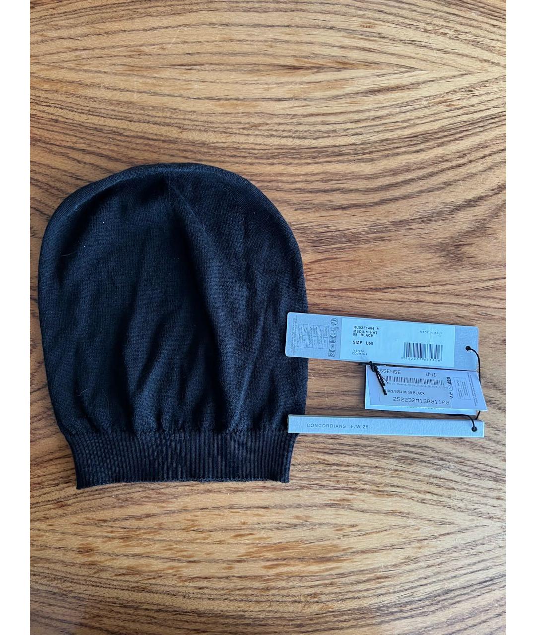 RICK OWENS Черная шерстяная шапка, фото 7