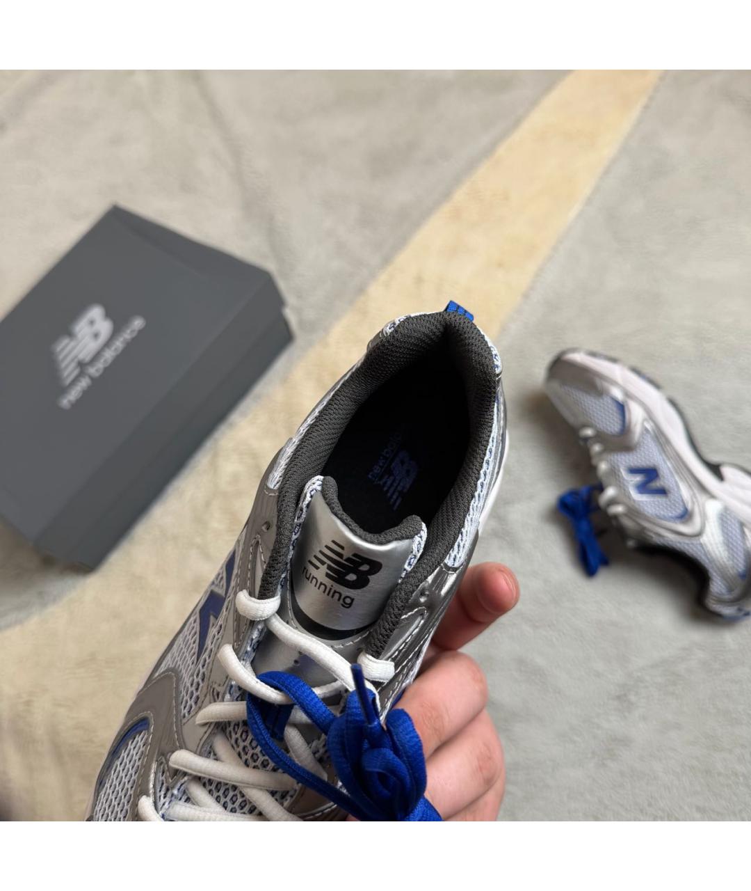 NEW BALANCE Серебряные текстильные низкие кроссовки / кеды, фото 8