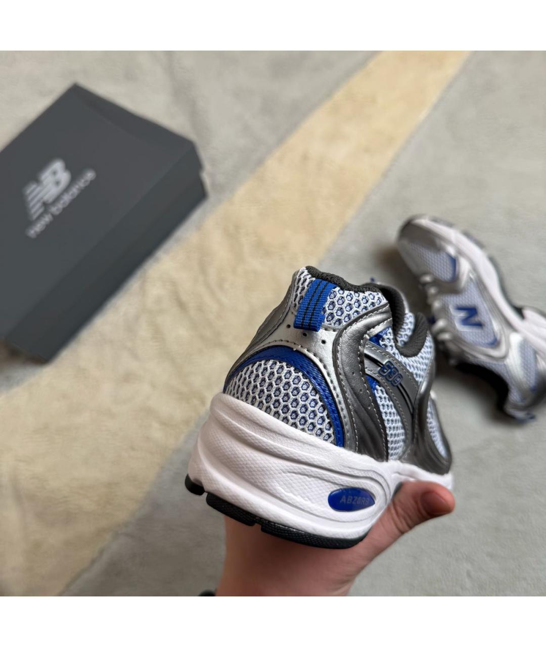 NEW BALANCE Серебряные текстильные низкие кроссовки / кеды, фото 3