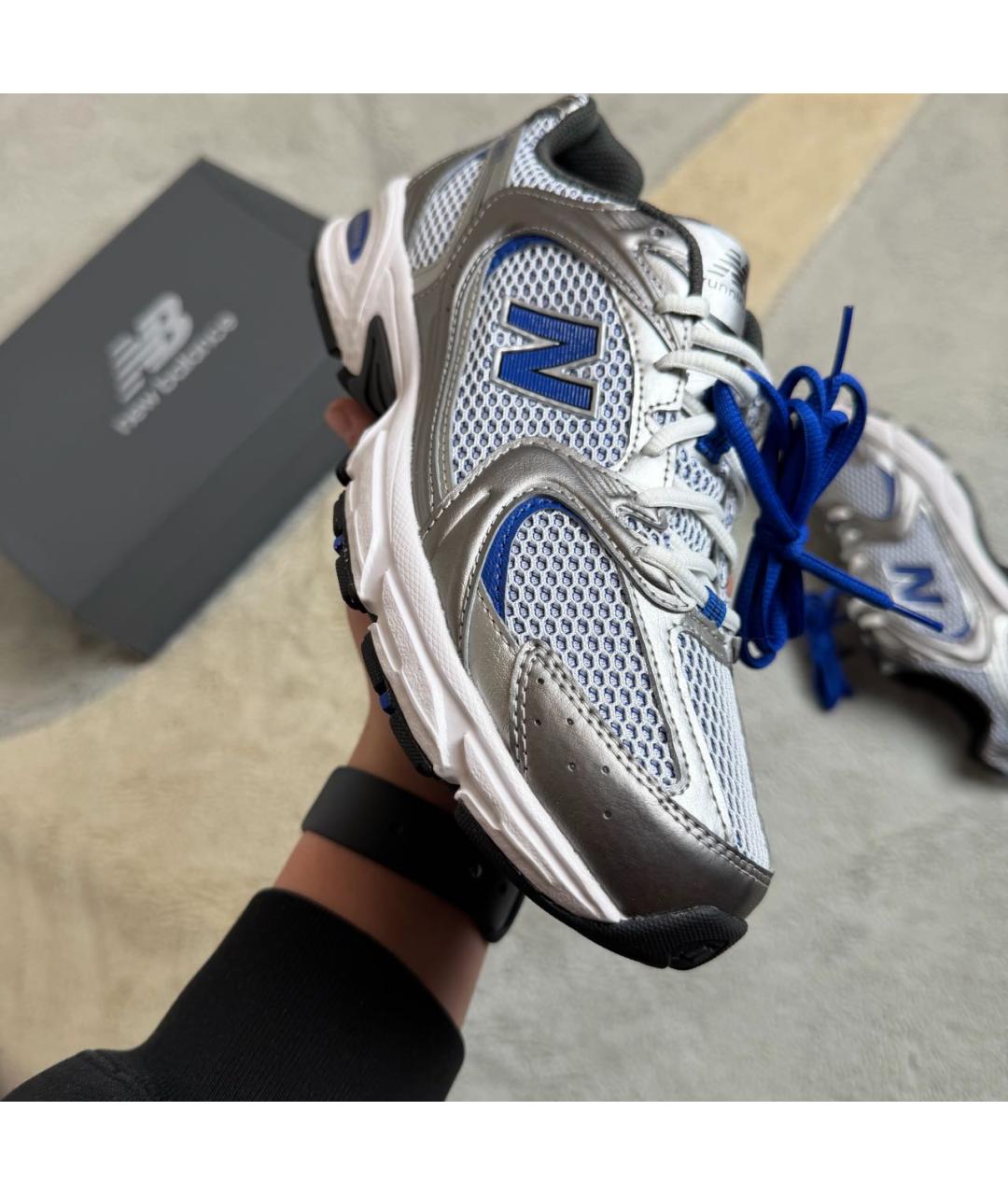 NEW BALANCE Серебряные текстильные низкие кроссовки / кеды, фото 6