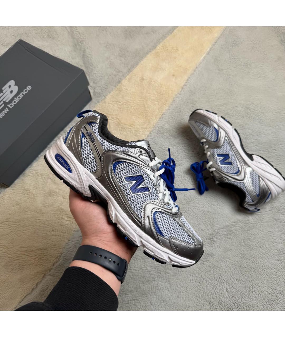 NEW BALANCE Серебряные текстильные низкие кроссовки / кеды, фото 2