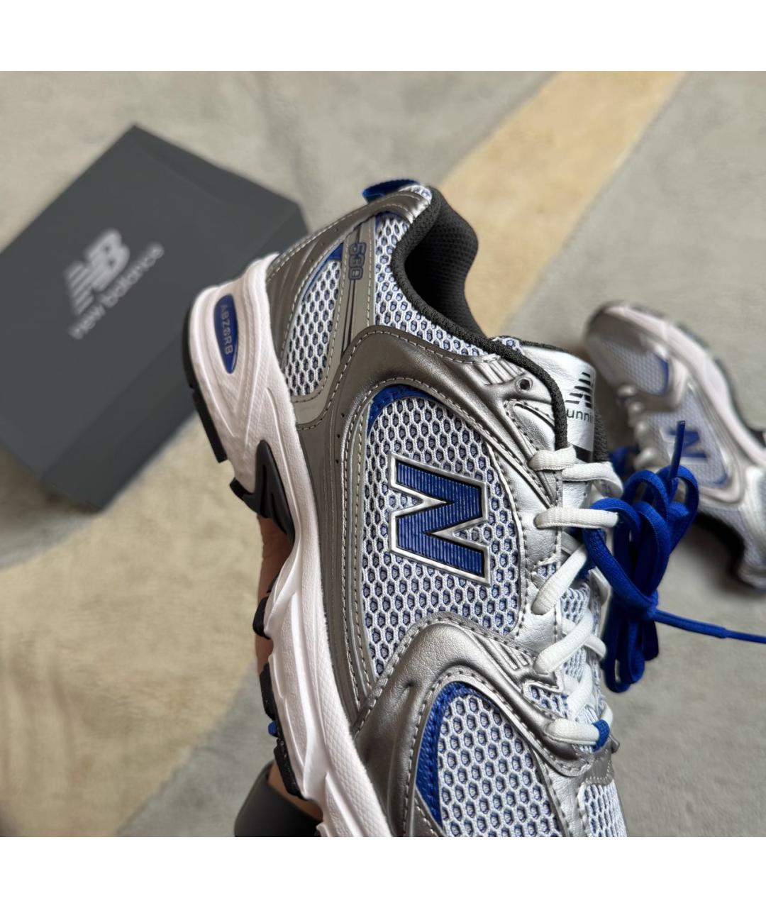 NEW BALANCE Серебряные текстильные низкие кроссовки / кеды, фото 5