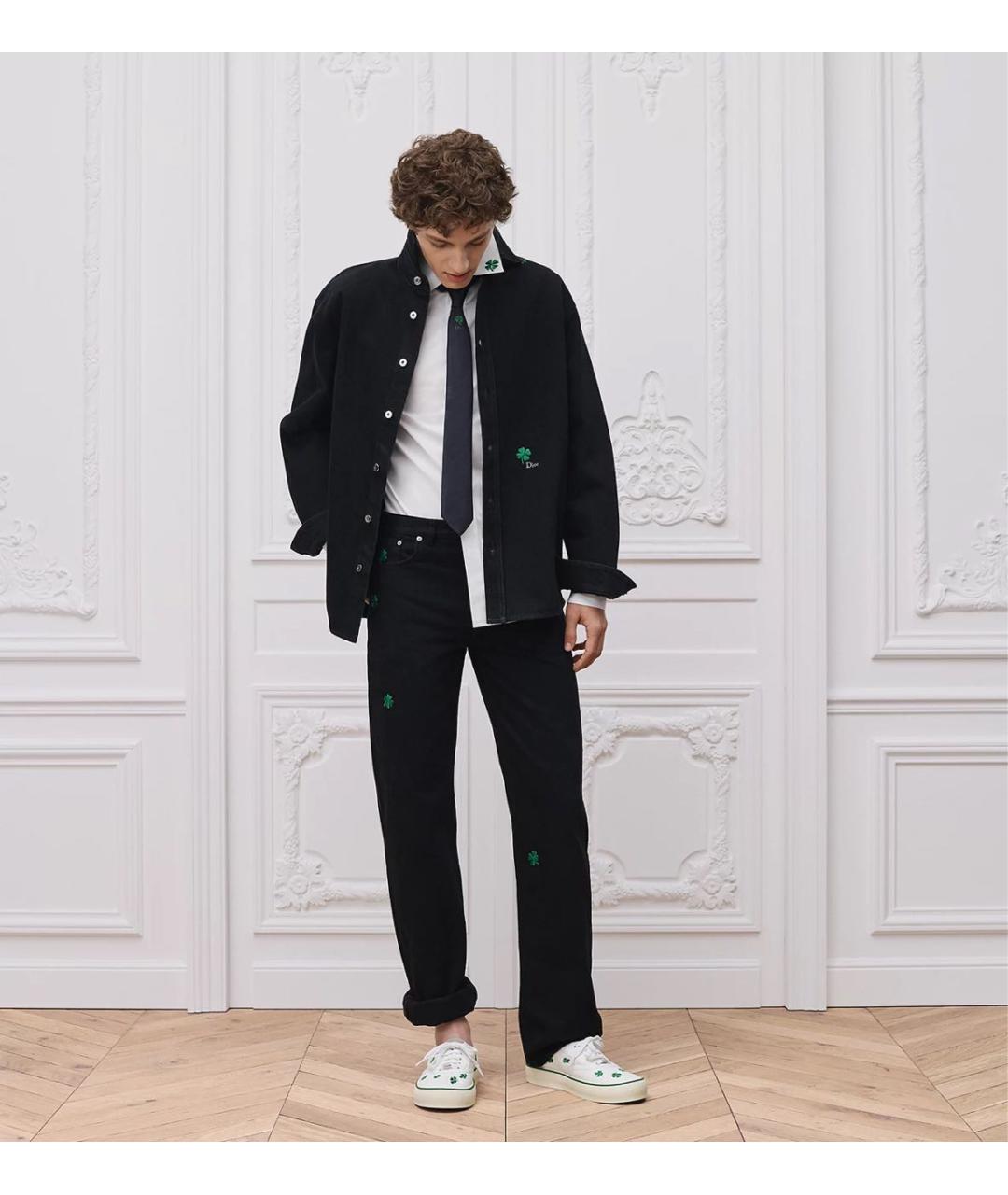 CHRISTIAN DIOR Черные хлопковые прямые джинсы, фото 3