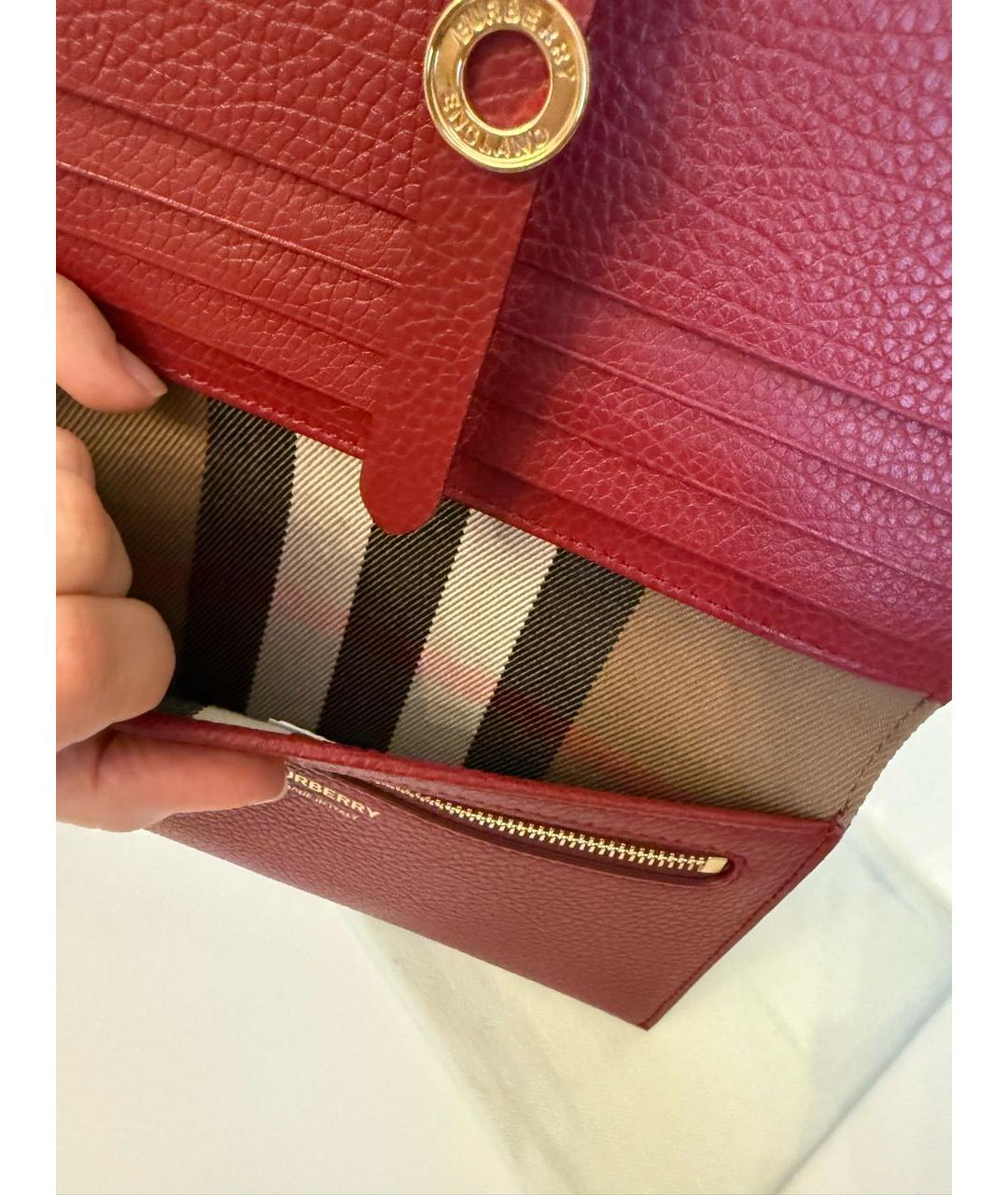 BURBERRY Бордовый кожаный кошелек, фото 6