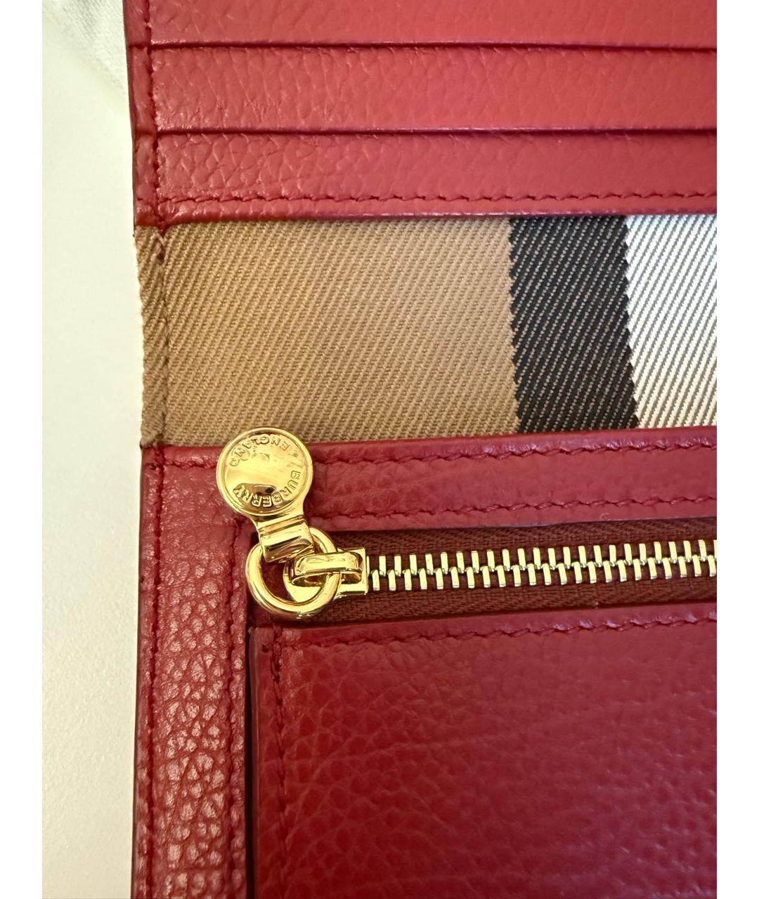 BURBERRY Бордовый кожаный кошелек, фото 5