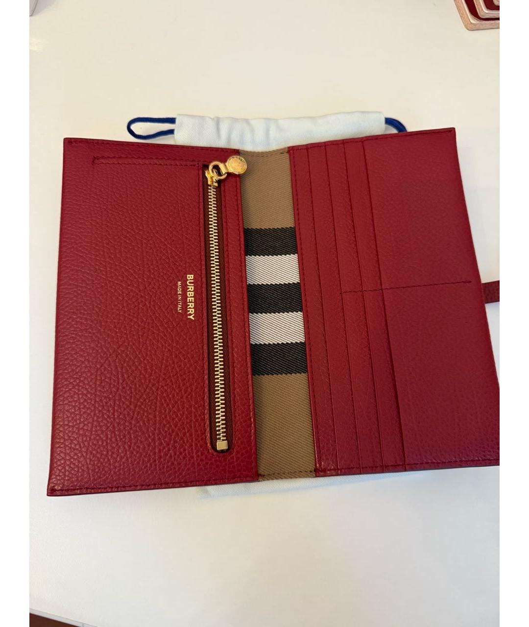 BURBERRY Бордовый кожаный кошелек, фото 3