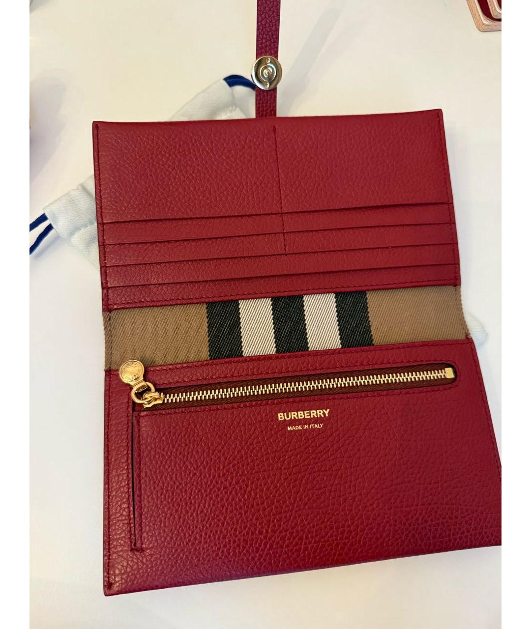 BURBERRY Бордовый кожаный кошелек, фото 4