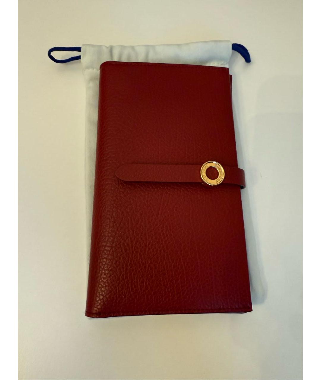 BURBERRY Бордовый кожаный кошелек, фото 9