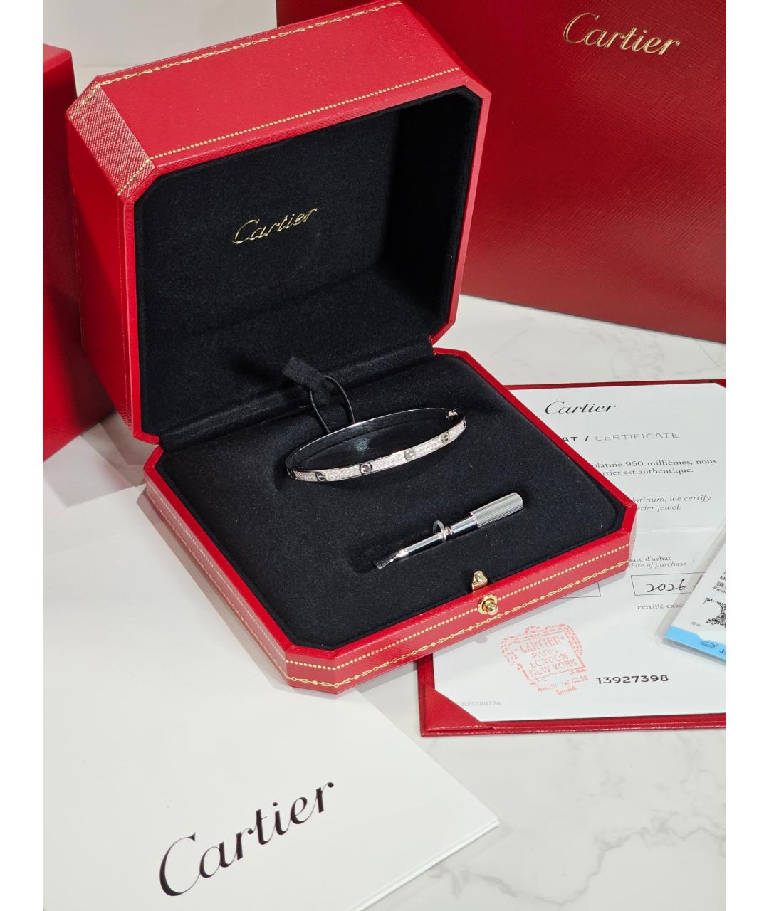 CARTIER Серебрянный браслет из белого золота, фото 2