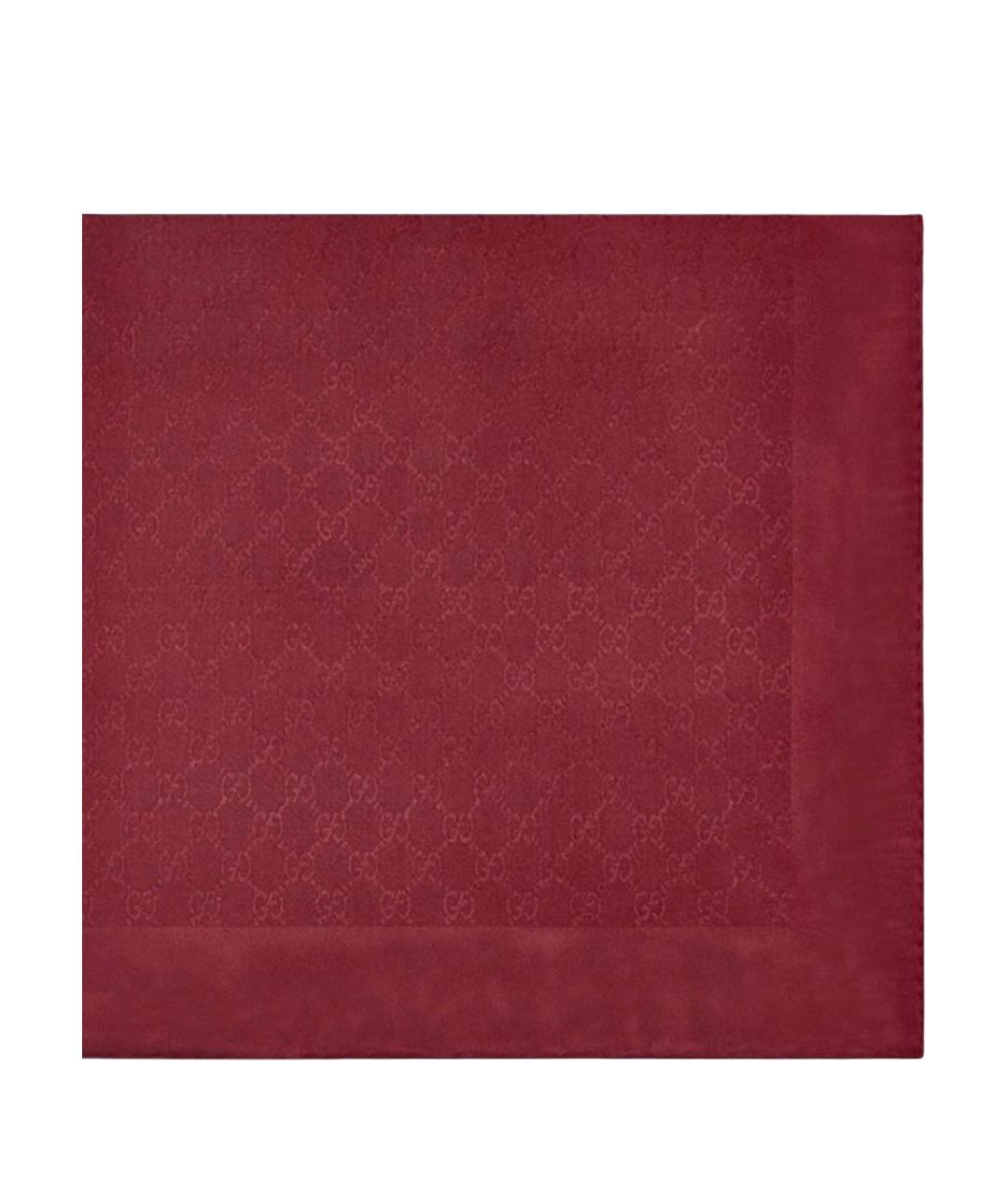 GUCCI Бордовый шелковый платок, фото 1