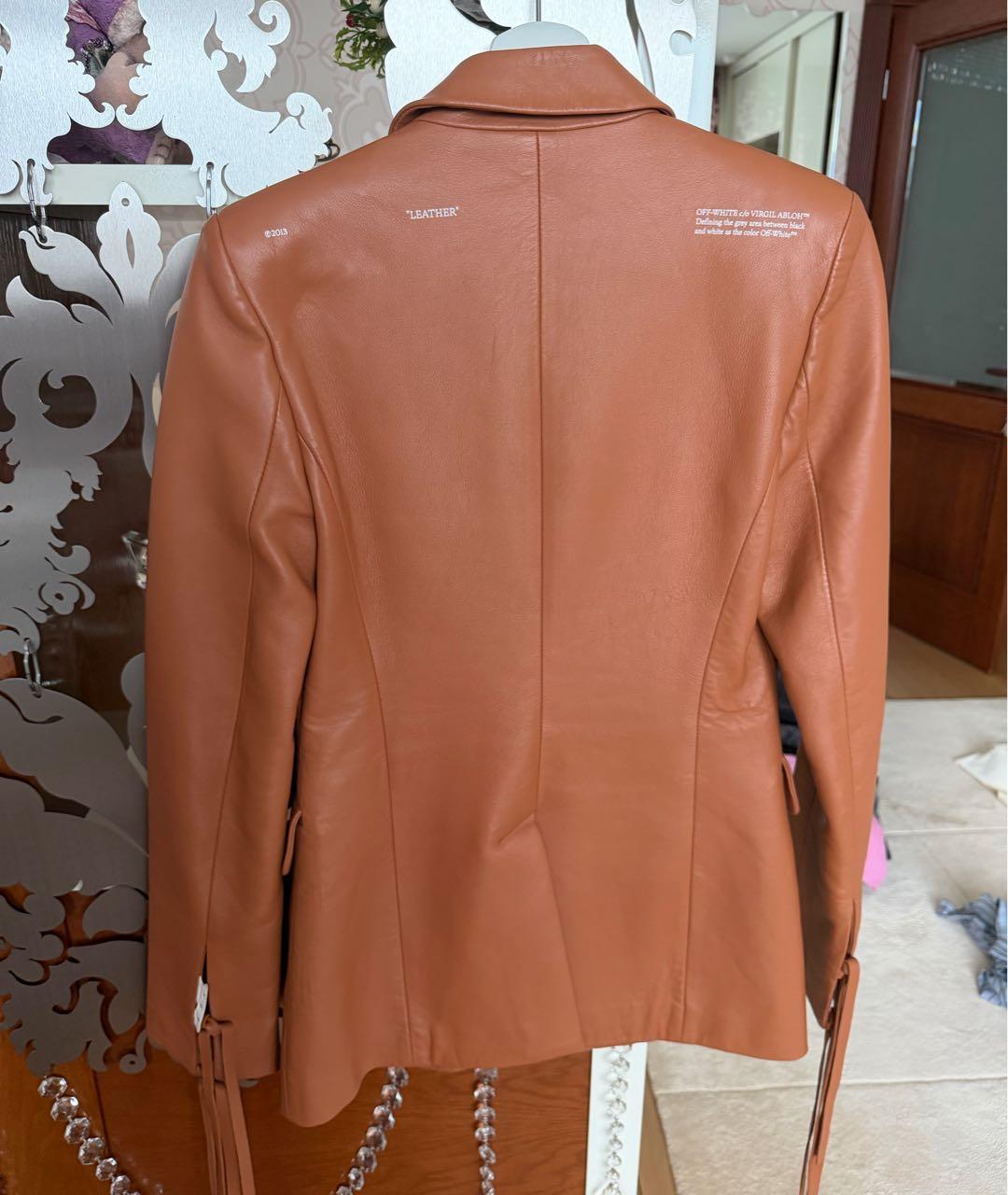 OFF-WHITE Коричневый кожаный жакет/пиджак, фото 3