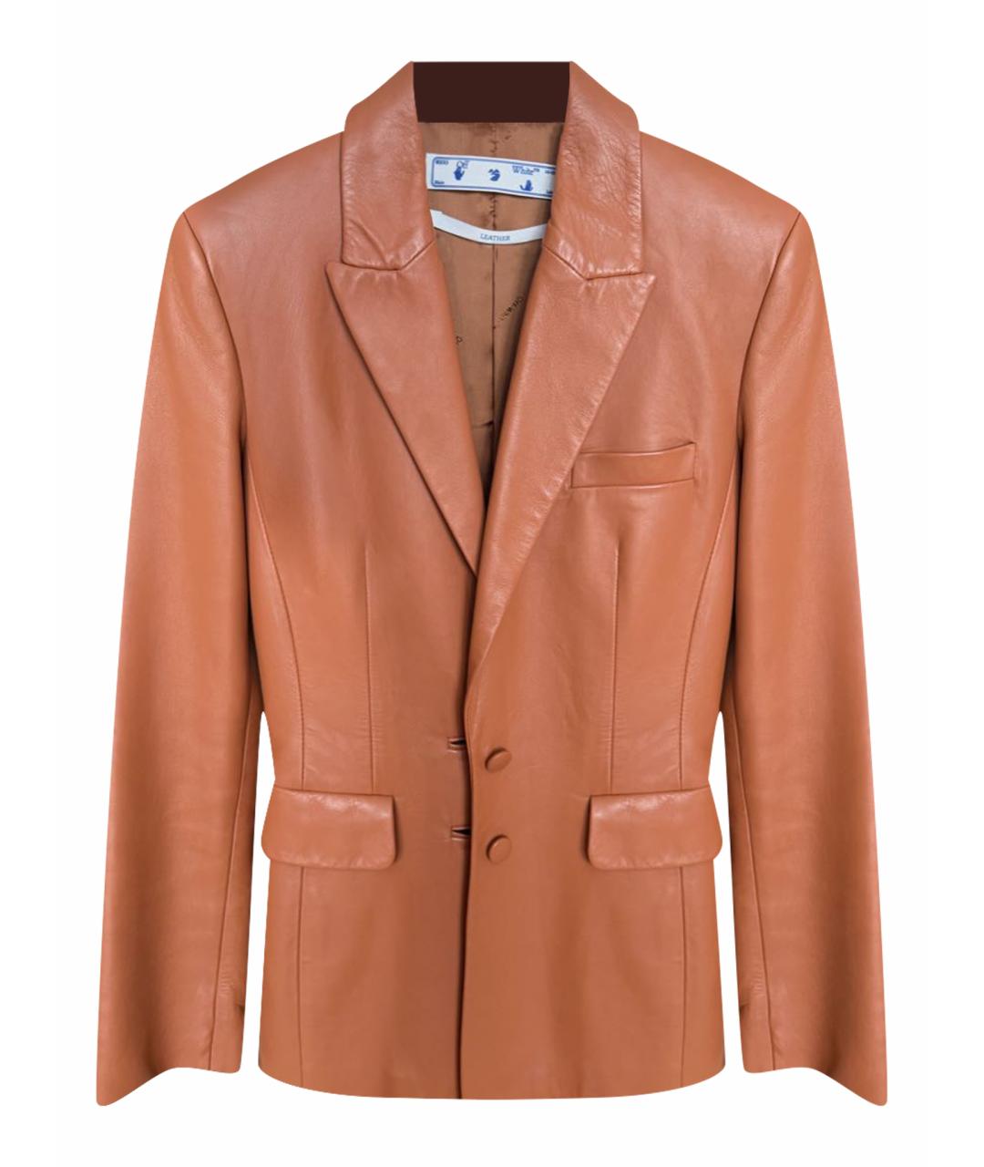 OFF-WHITE Коричневый кожаный жакет/пиджак, фото 1