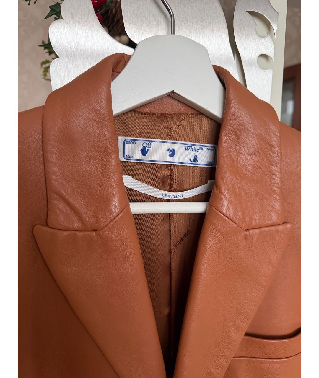 OFF-WHITE Коричневый кожаный жакет/пиджак, фото 2