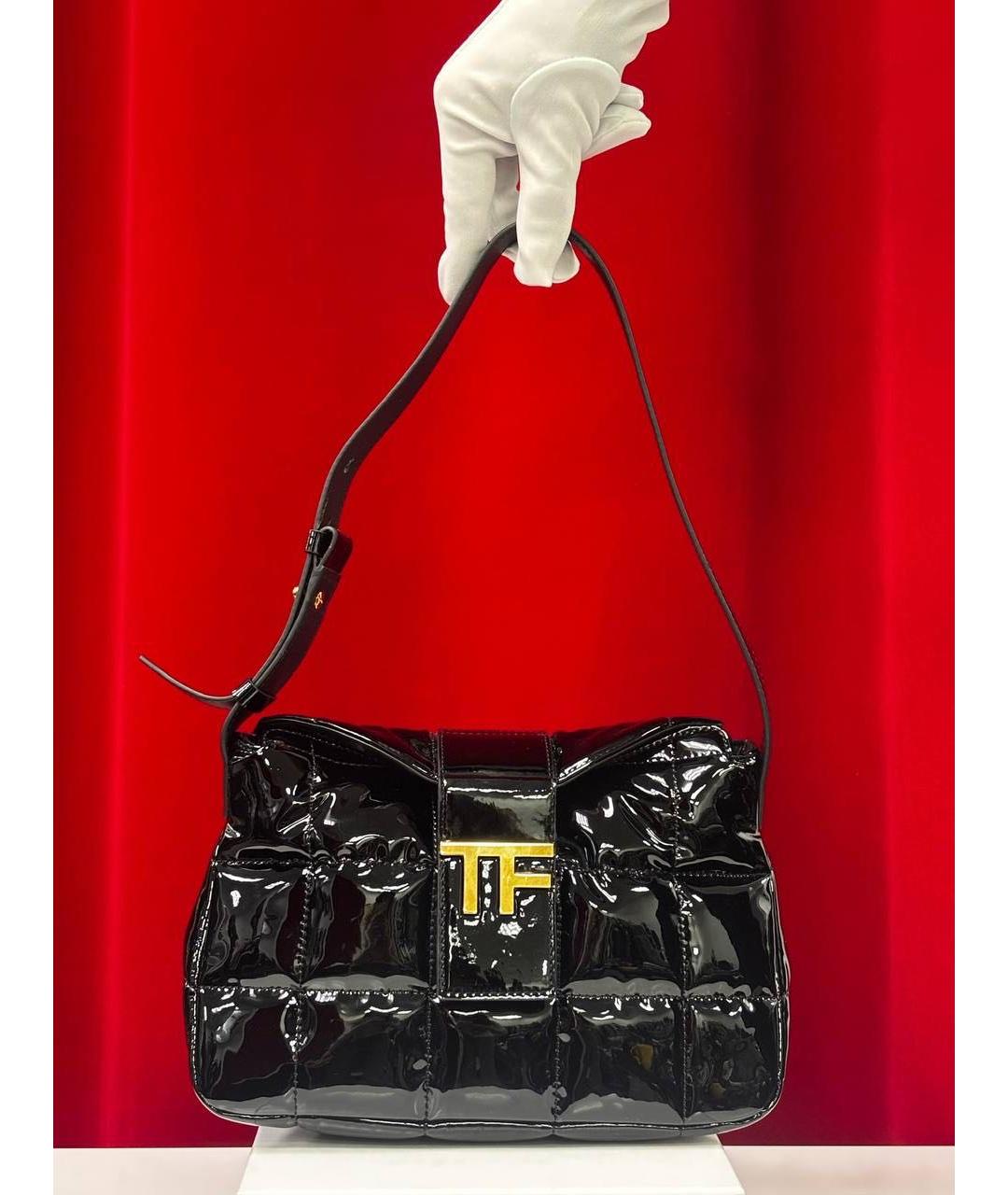 TOM FORD Черная сумка через плечо из лакированной кожи, фото 6