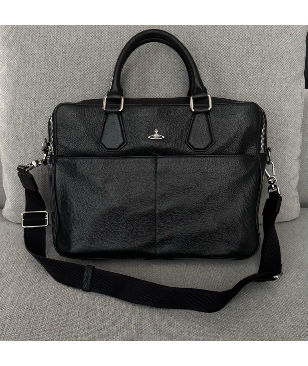 VIVIENNE WESTWOOD Черный кожаный портфель, фото 8