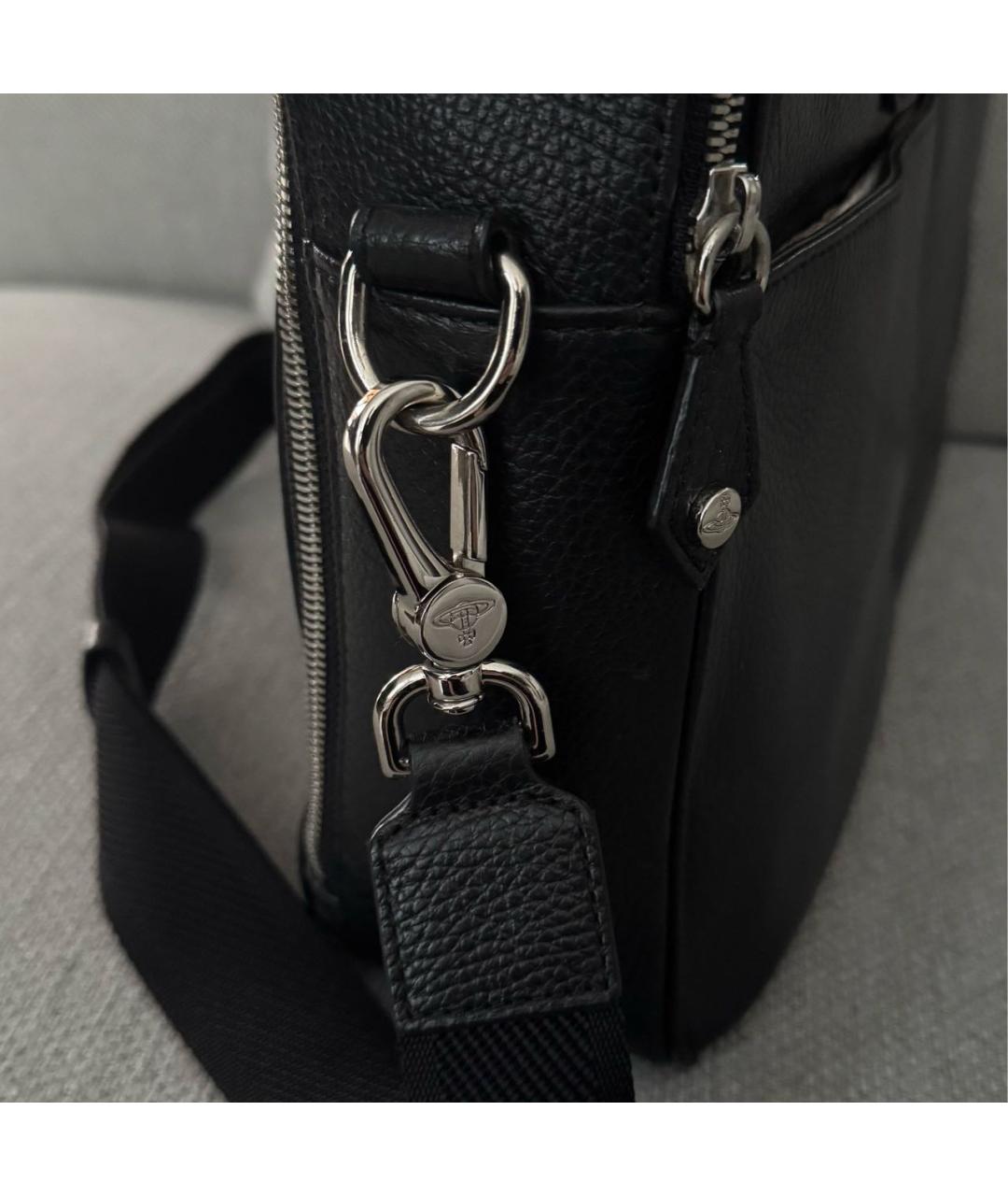 VIVIENNE WESTWOOD Черный кожаный портфель, фото 5