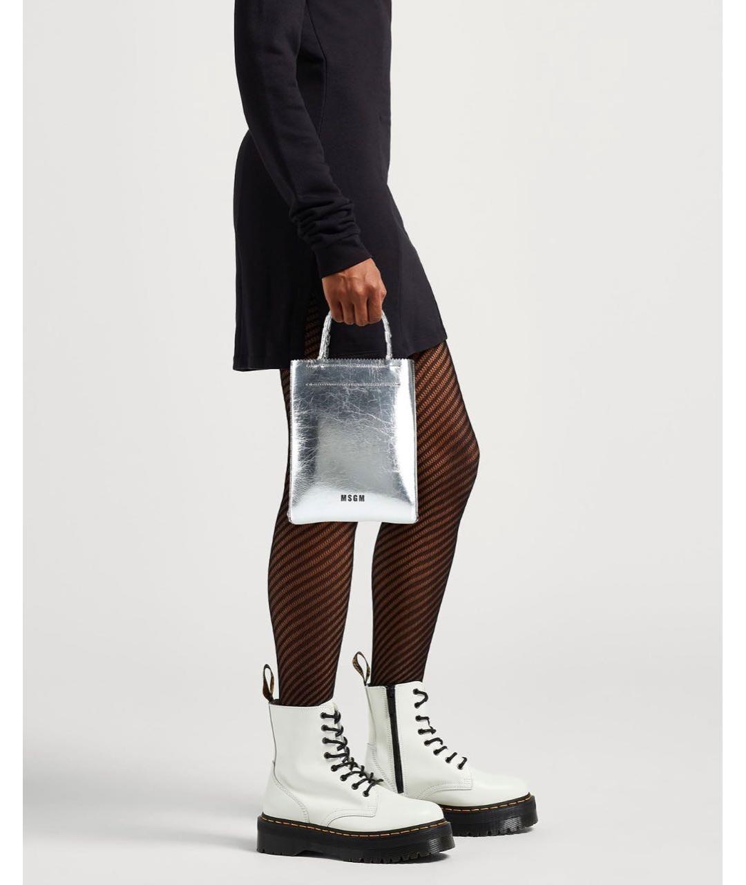 MSGM Серебряная сумка с короткими ручками, фото 2
