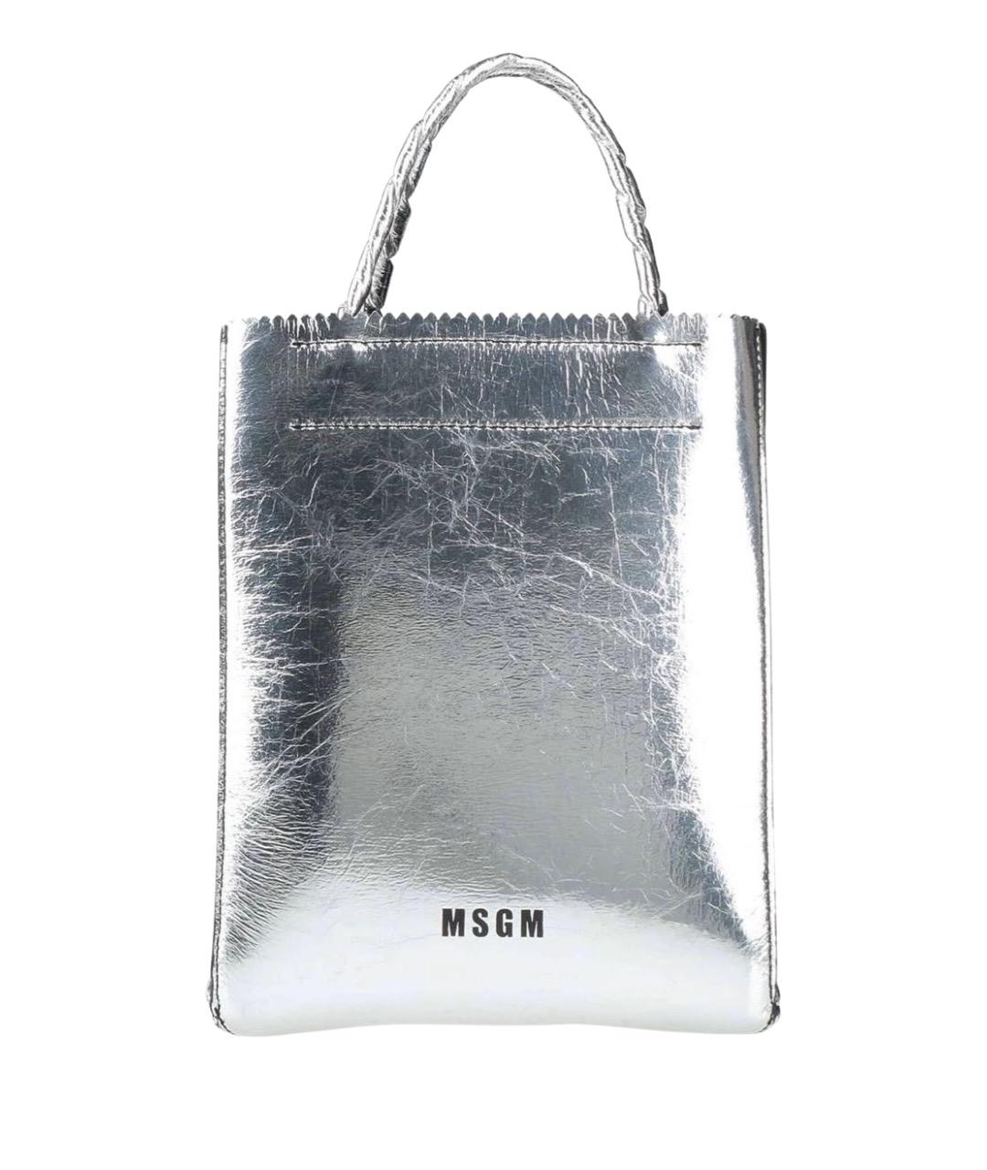 MSGM Серебряная сумка с короткими ручками, фото 1