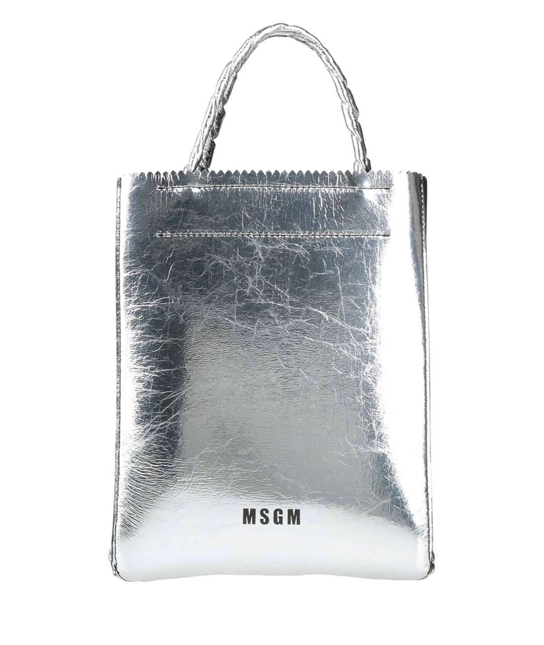 MSGM Серебряная сумка с короткими ручками, фото 9