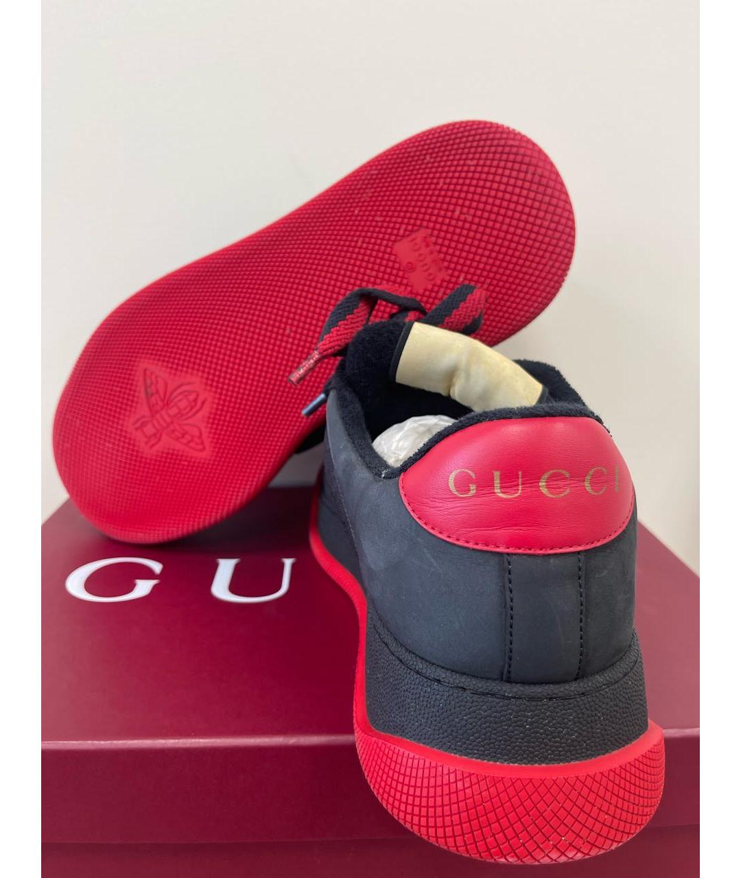 GUCCI Черные кожаные низкие кроссовки / кеды, фото 5