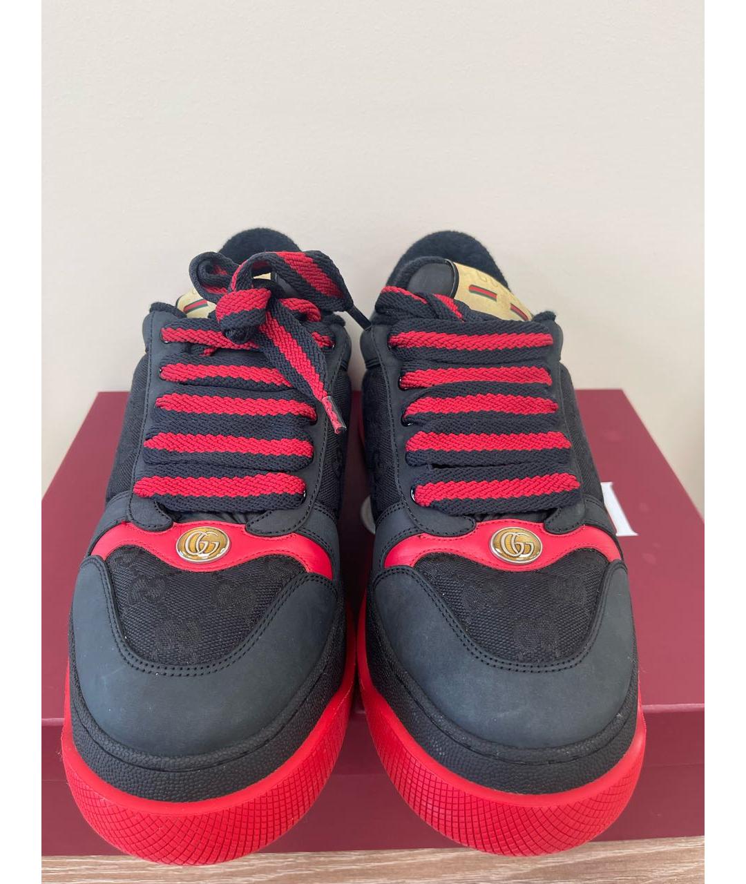 GUCCI Черные кожаные низкие кроссовки / кеды, фото 2