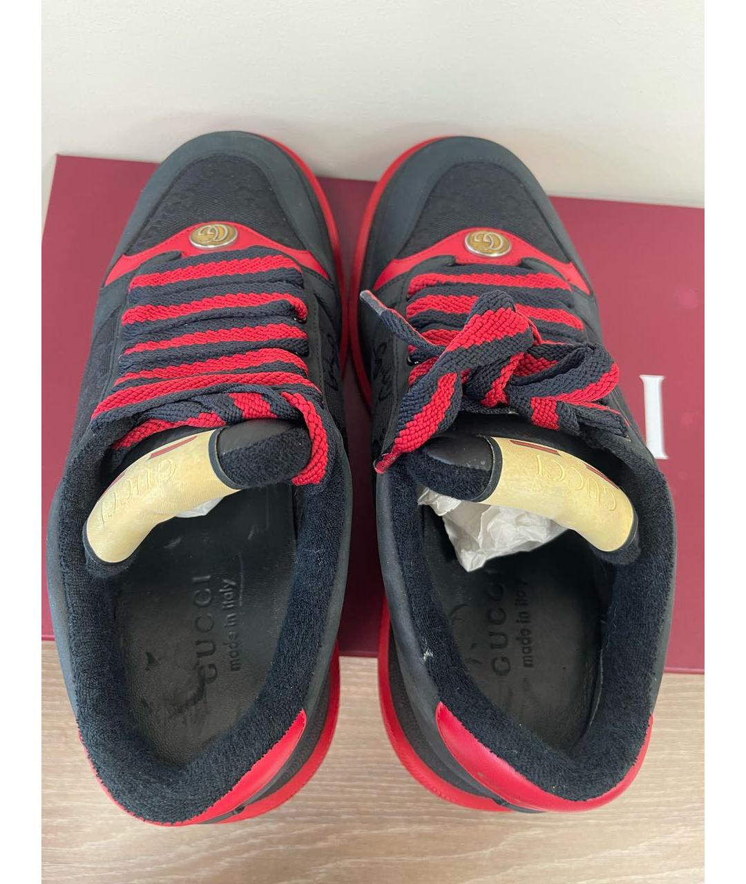 GUCCI Черные кожаные низкие кроссовки / кеды, фото 3