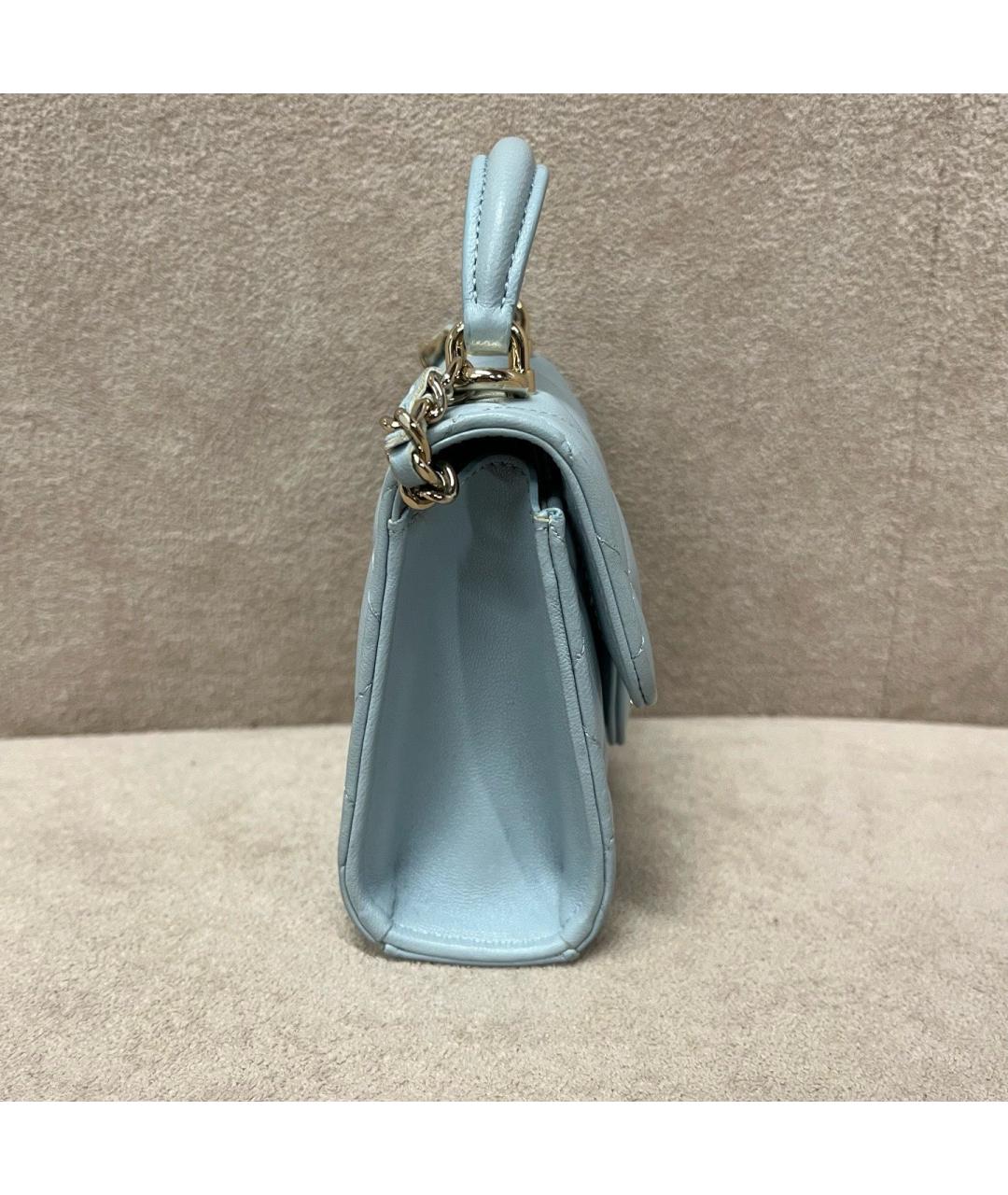CHANEL Голубая кожаная сумка через плечо, фото 4