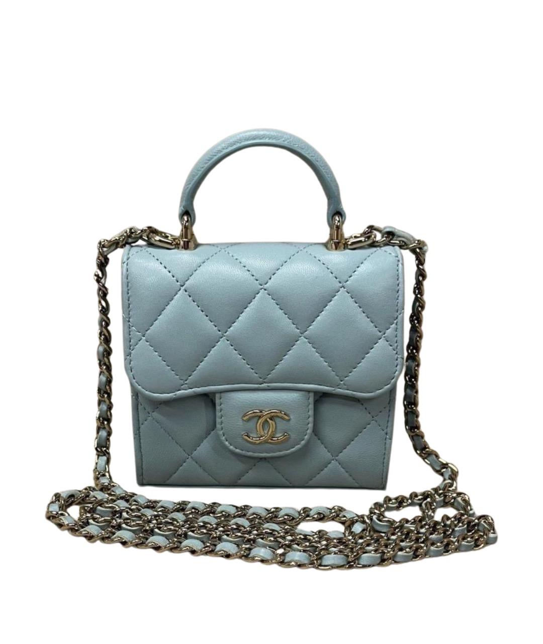 CHANEL Голубая кожаная сумка через плечо, фото 1