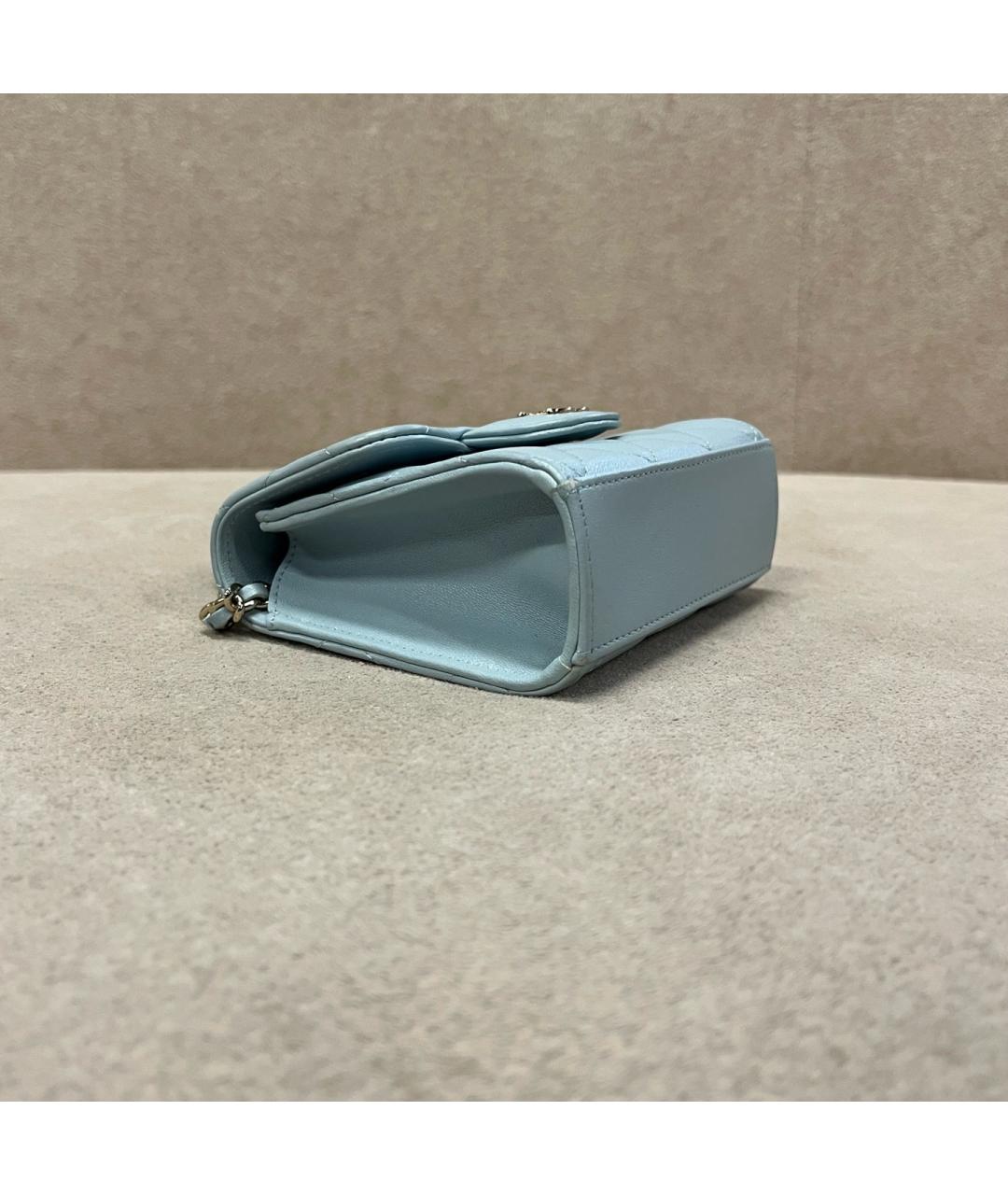 CHANEL Голубая кожаная сумка через плечо, фото 5