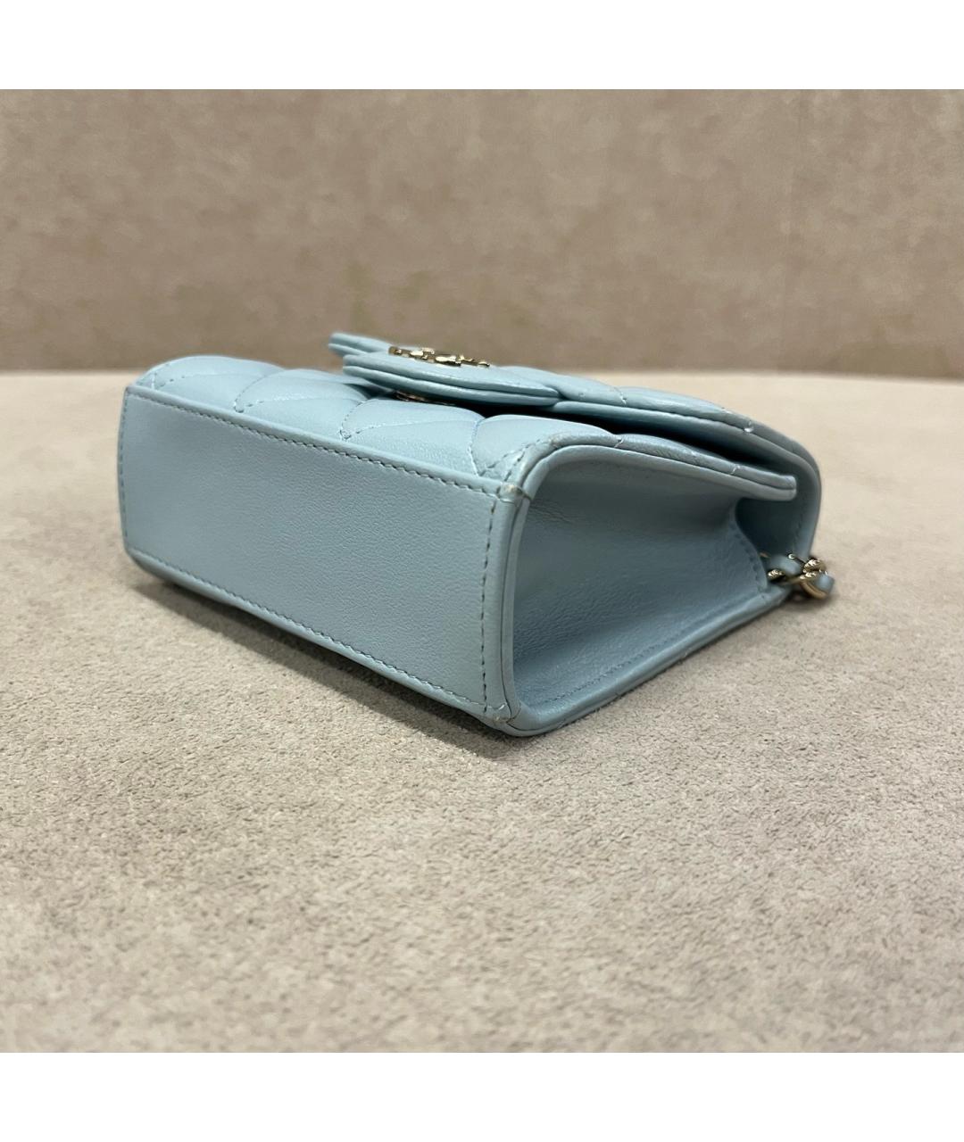 CHANEL Голубая кожаная сумка через плечо, фото 6