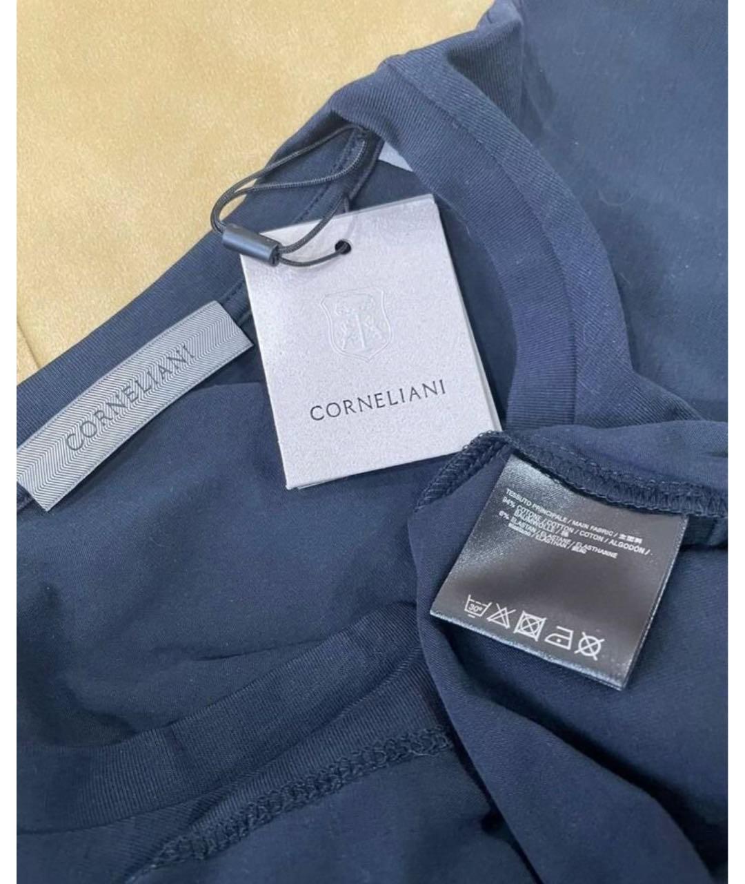 CORNELIANI Темно-синяя хлопковая футболка, фото 4