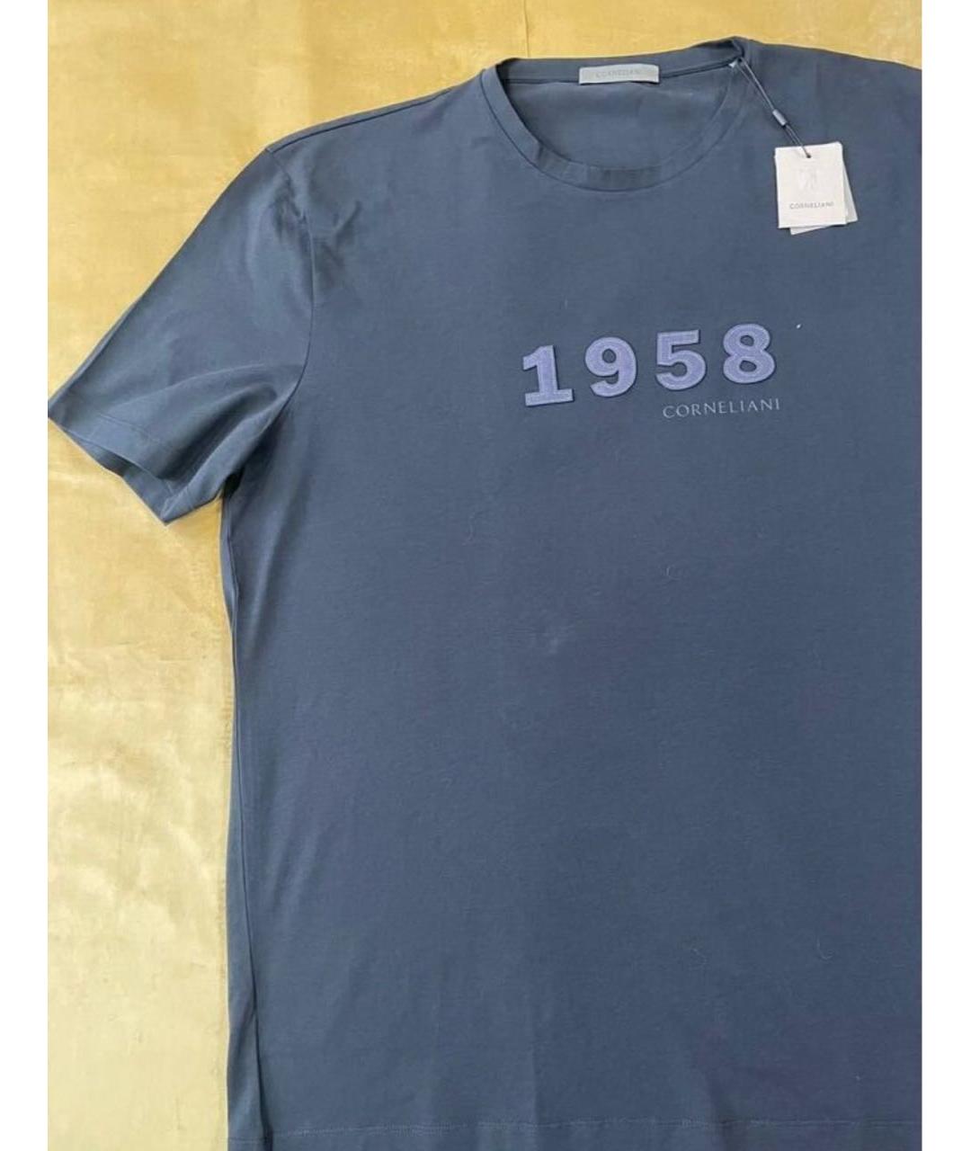 CORNELIANI Темно-синяя хлопковая футболка, фото 3