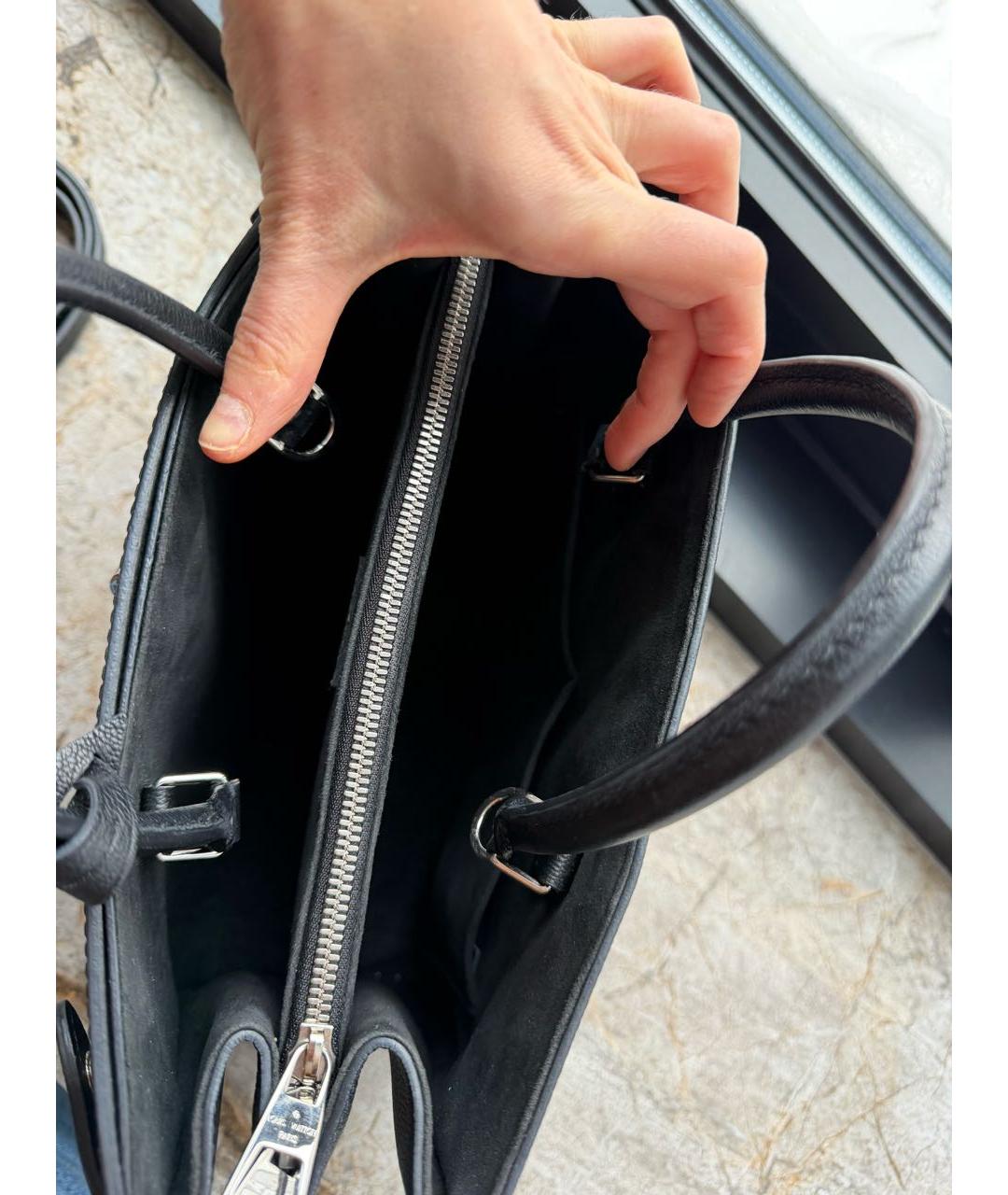 LOUIS VUITTON Черная кожаная сумка тоут, фото 4