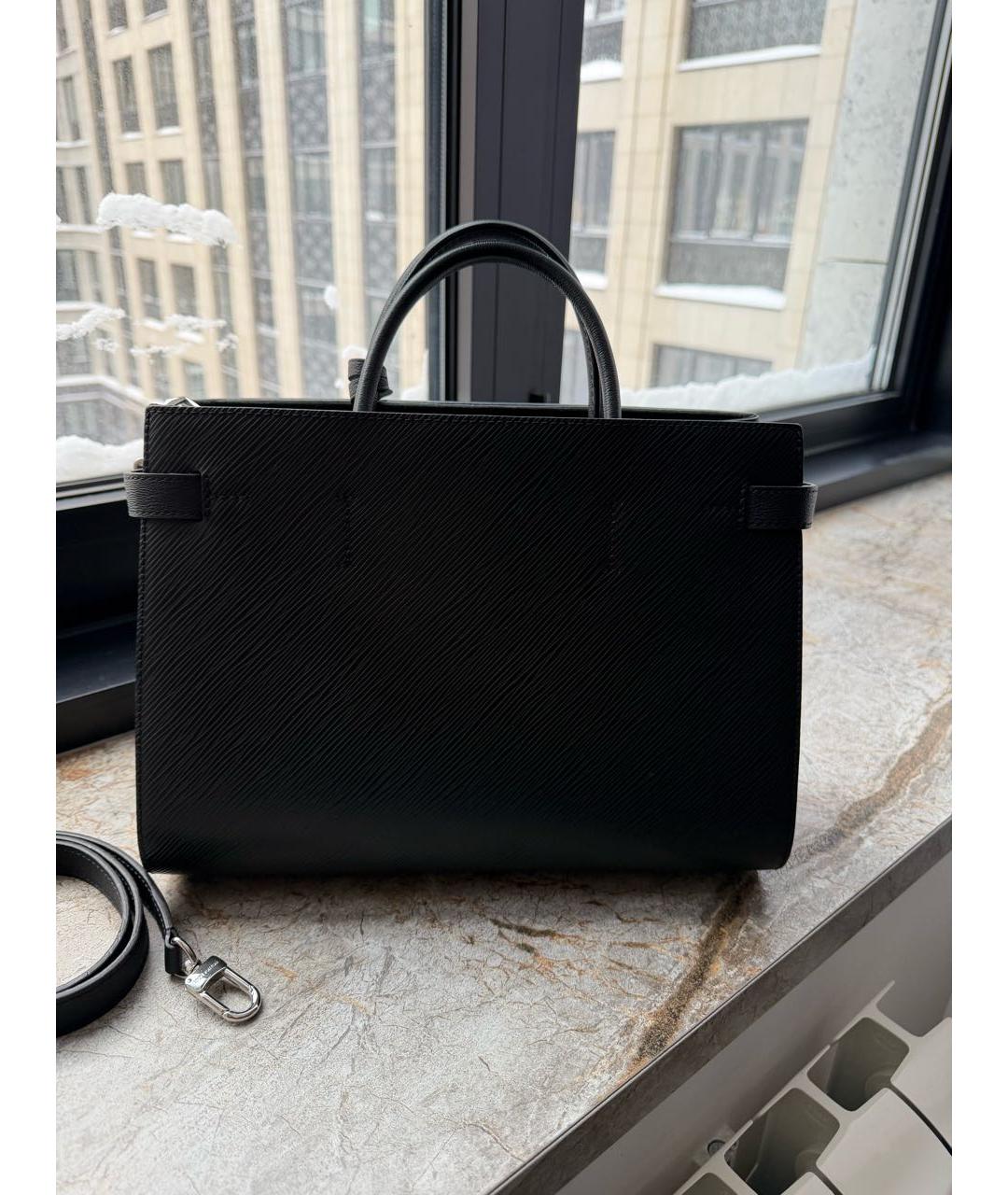 LOUIS VUITTON Черная кожаная сумка тоут, фото 3