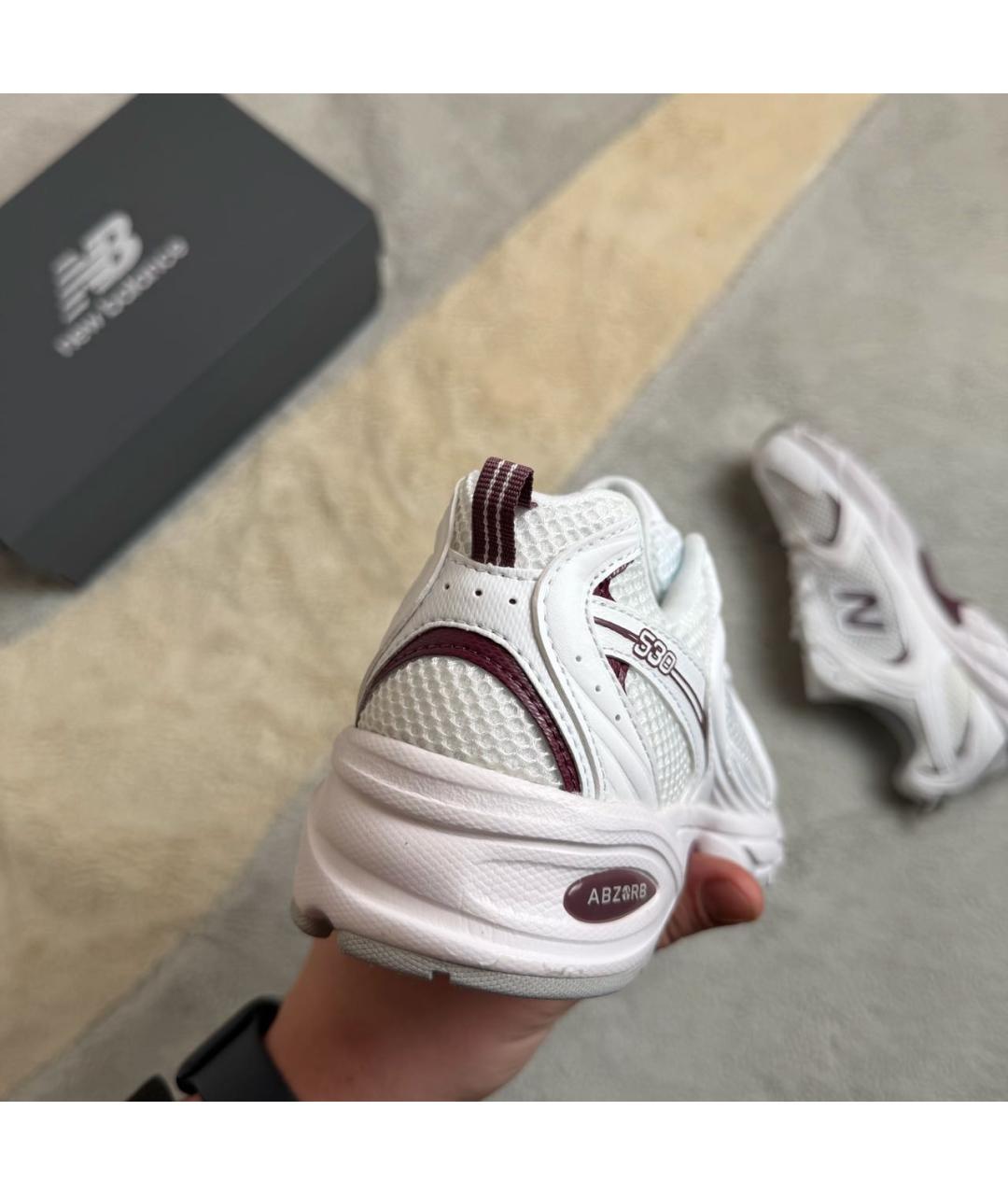 NEW BALANCE Белые текстильные кроссовки, фото 3